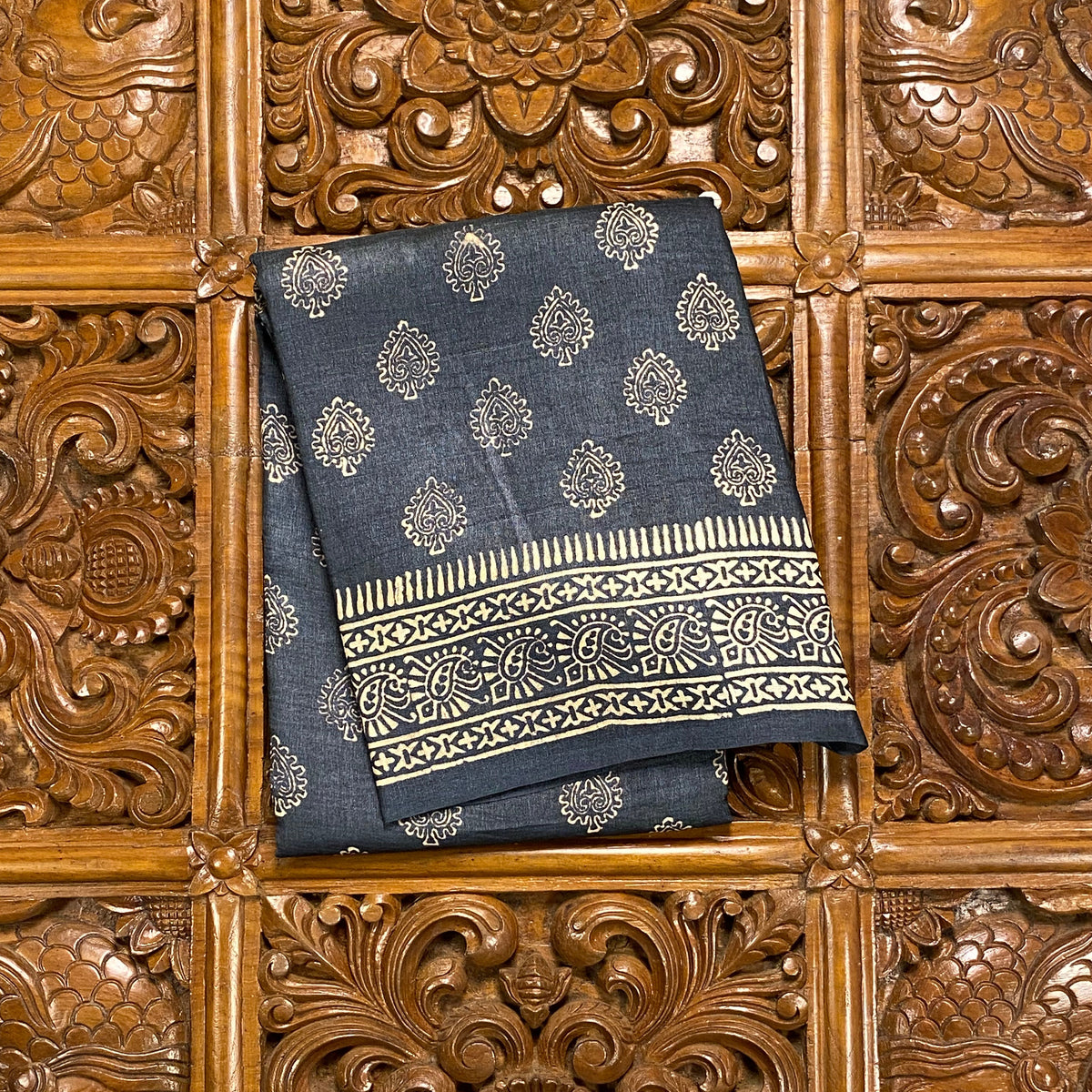 Grey Tussar Silk Saree