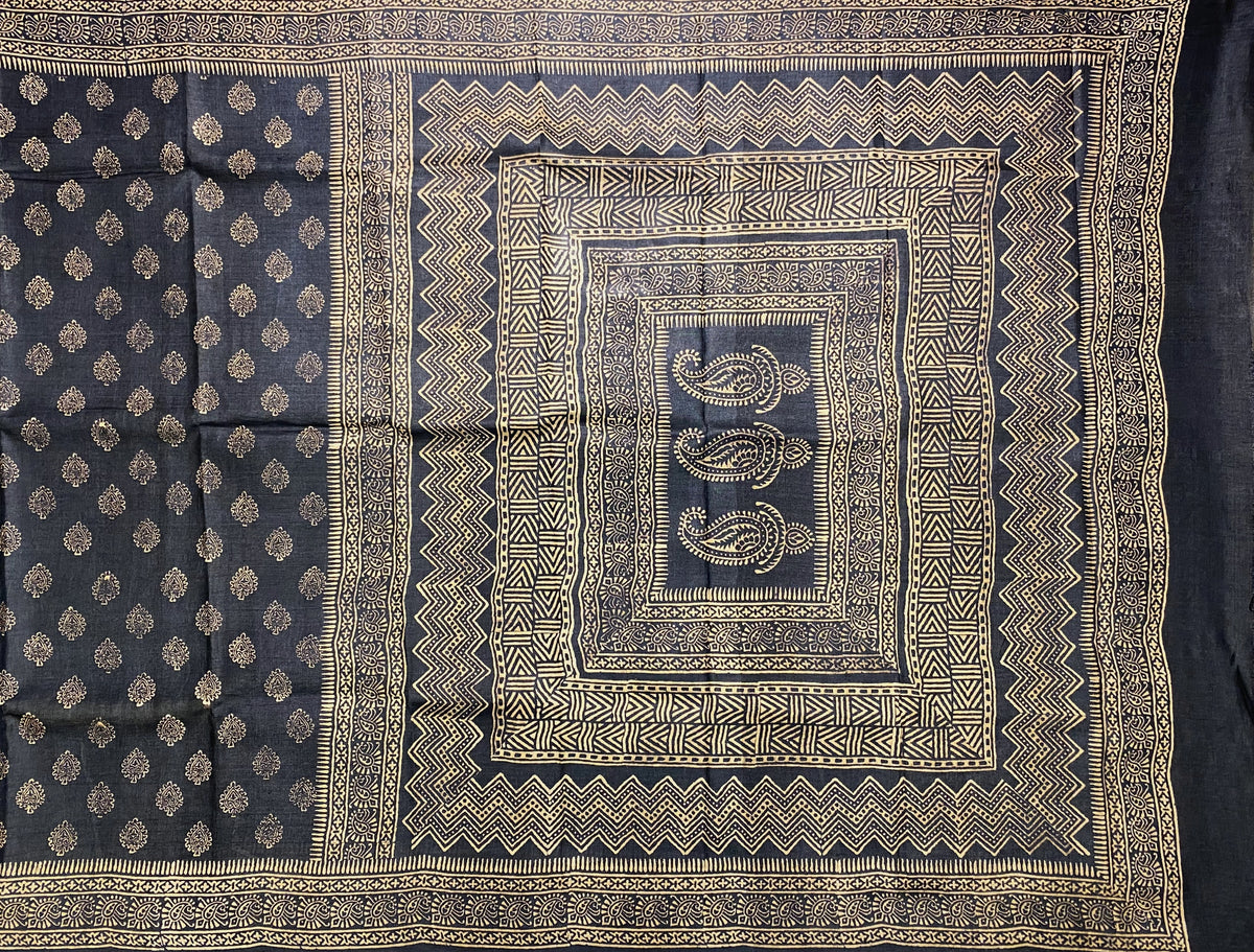 Grey Tussar Silk Saree