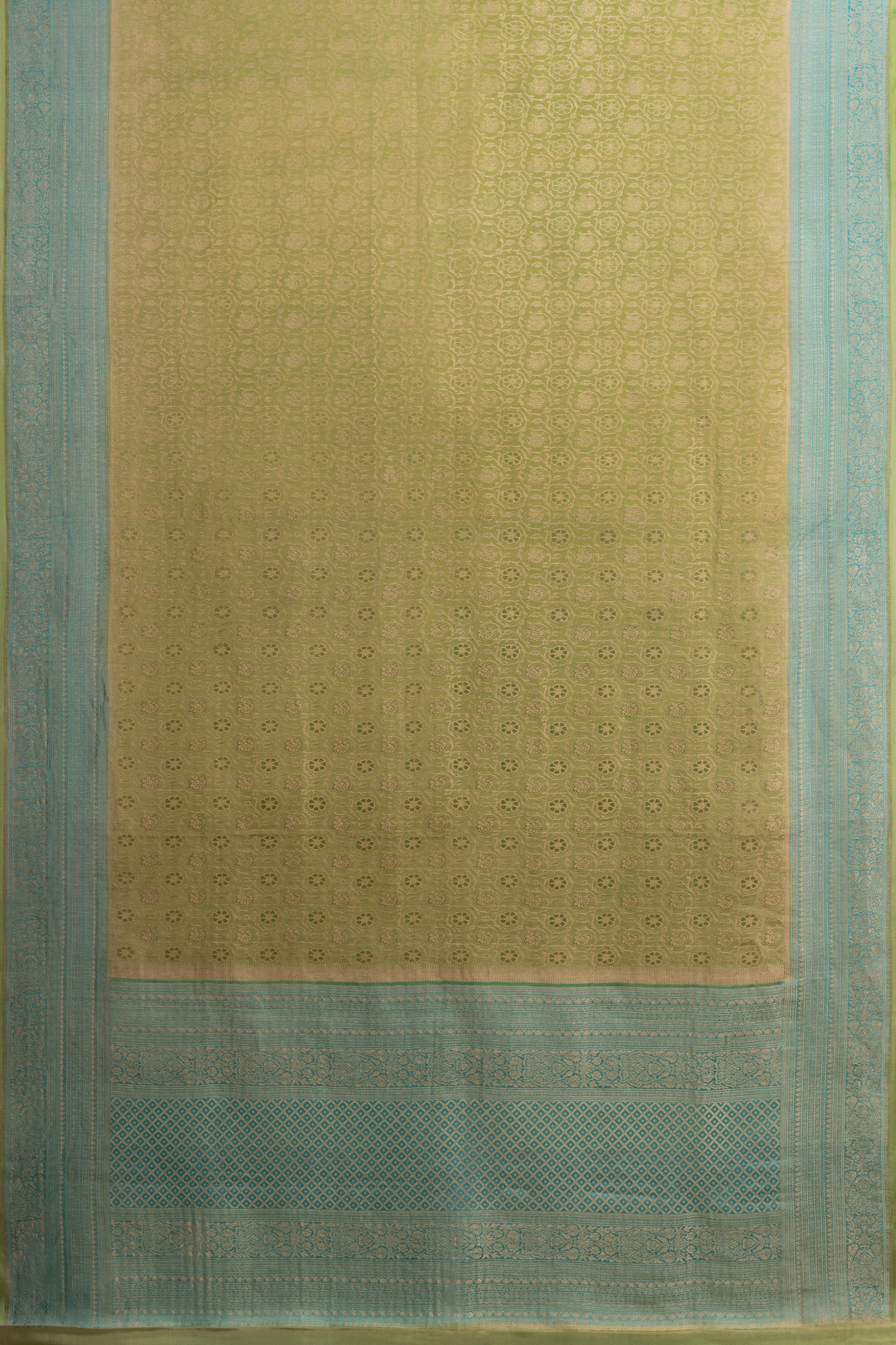 Green Pure Crepe Silk Saree