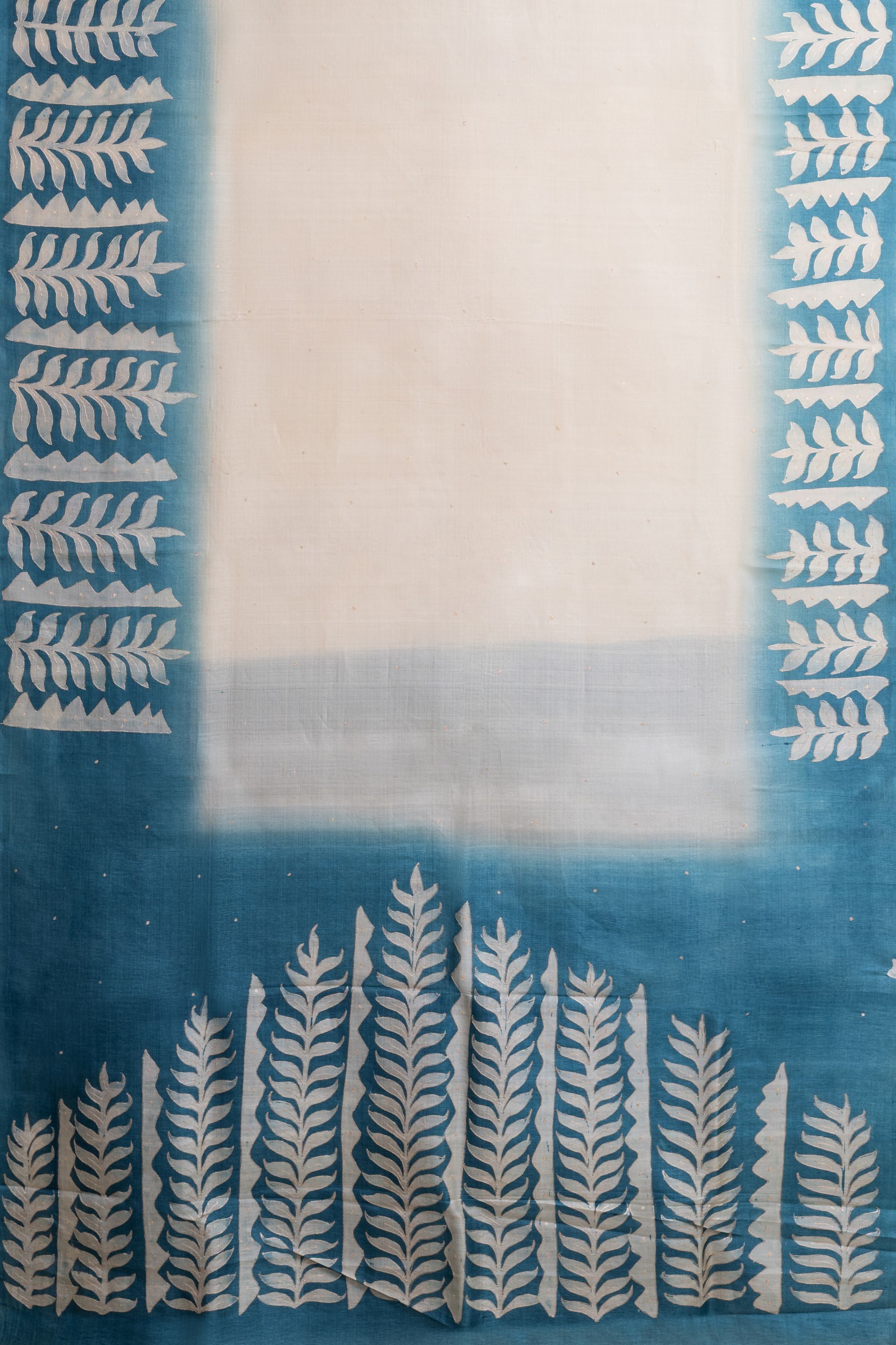 Handpainted Cream Tussar Silk Saree