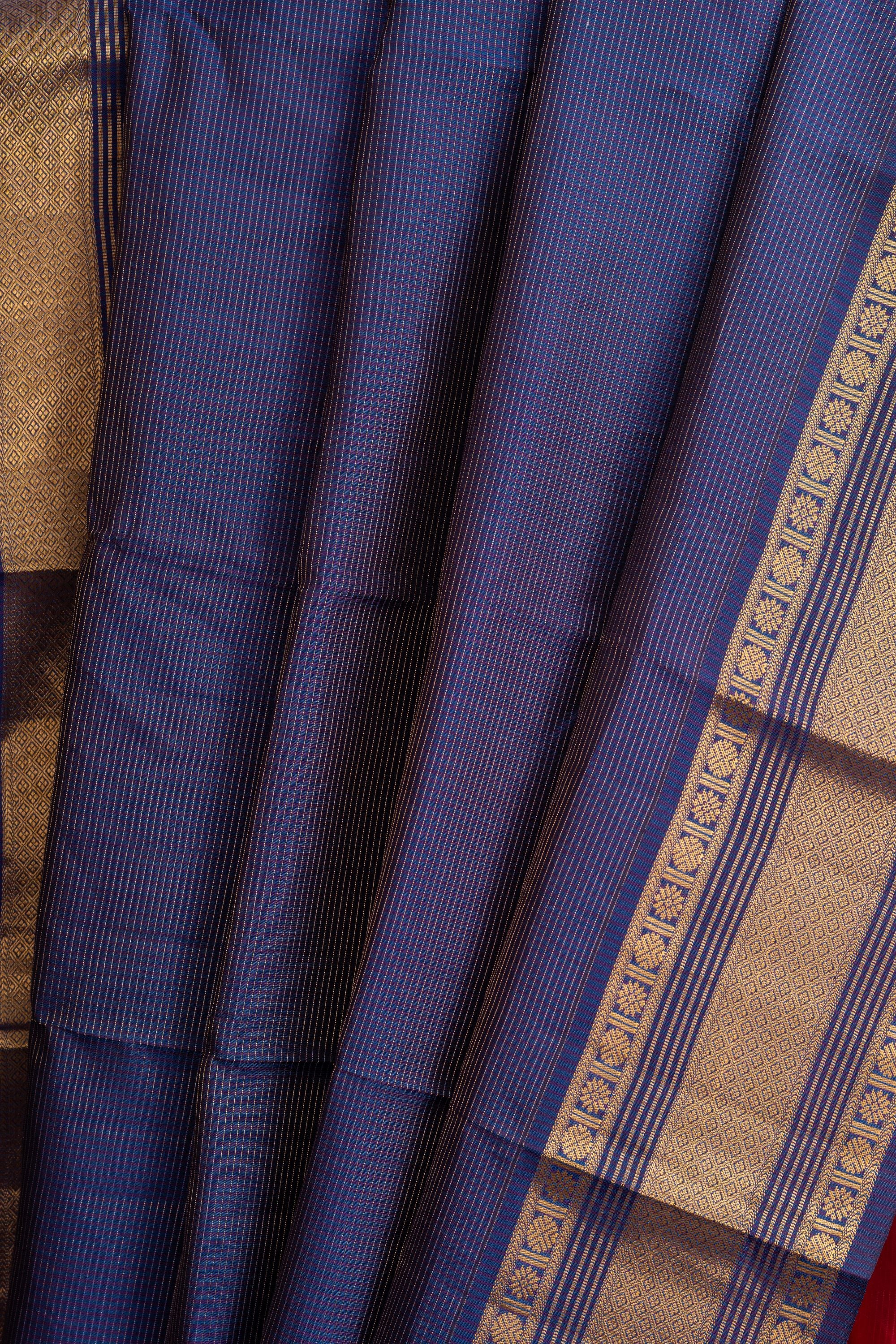 Navy Blue Pure Silk Kanjivaram Saree