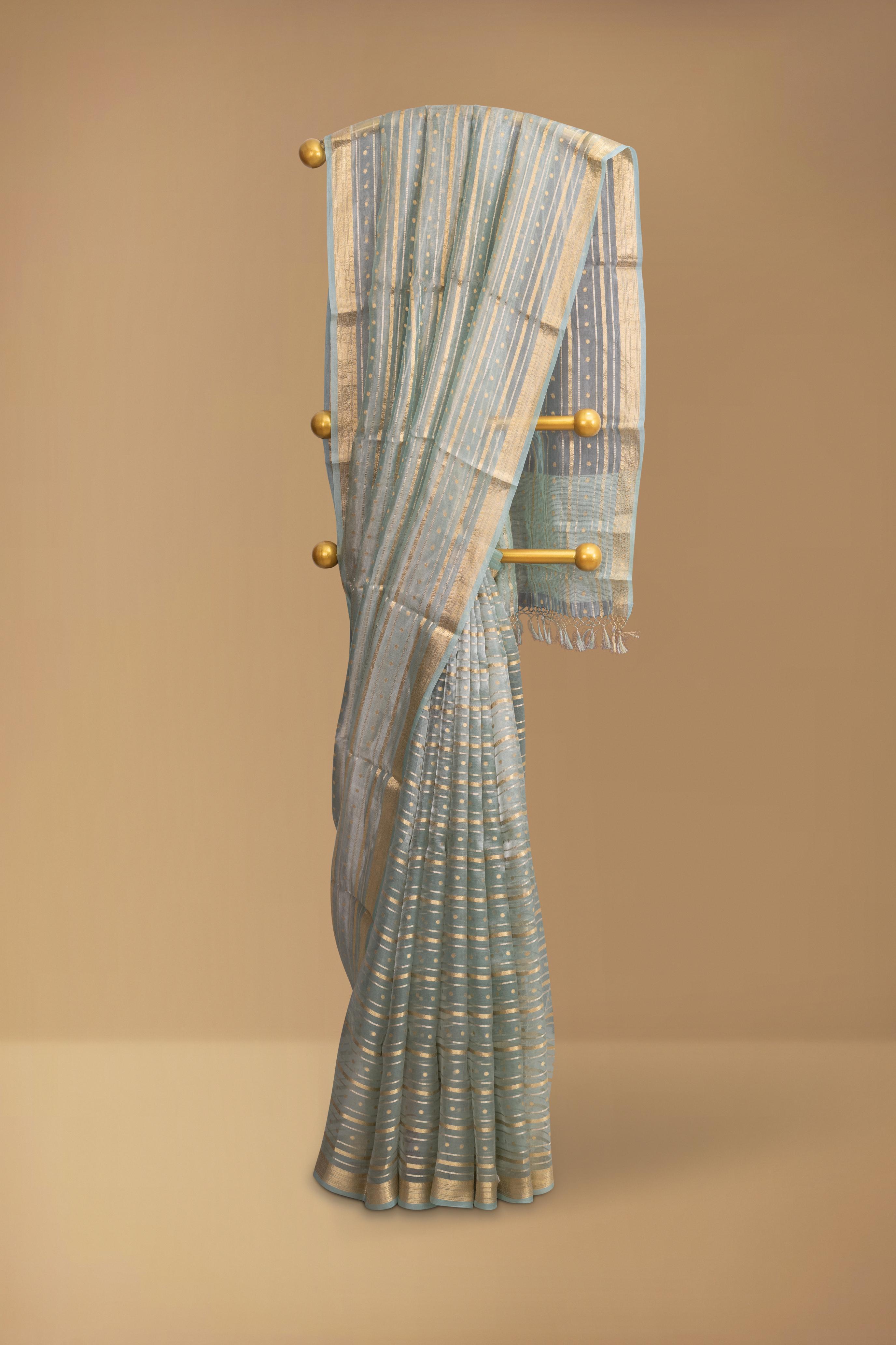 Light Blue Tissue Organza Saree