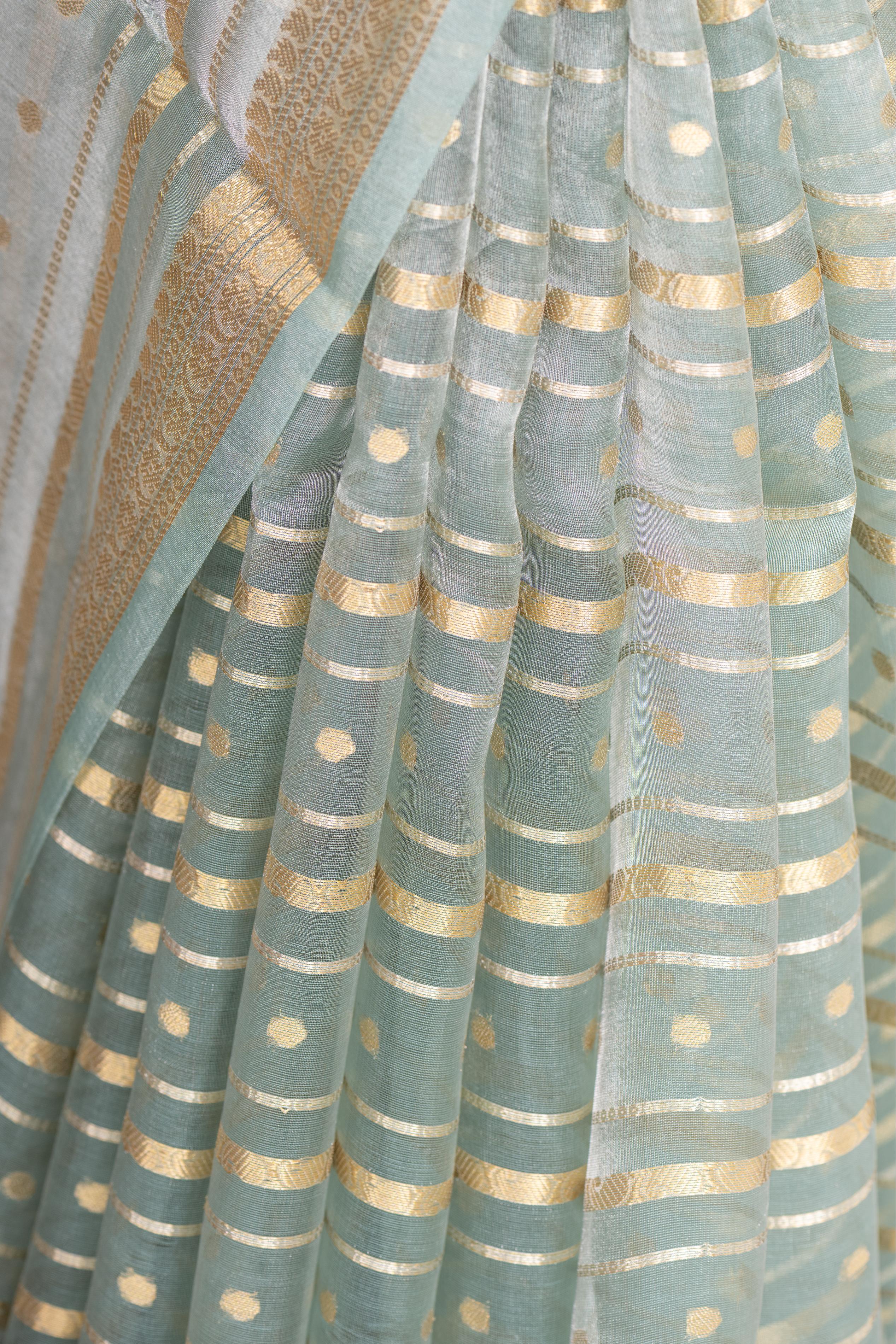 Light Blue Tissue Organza Saree