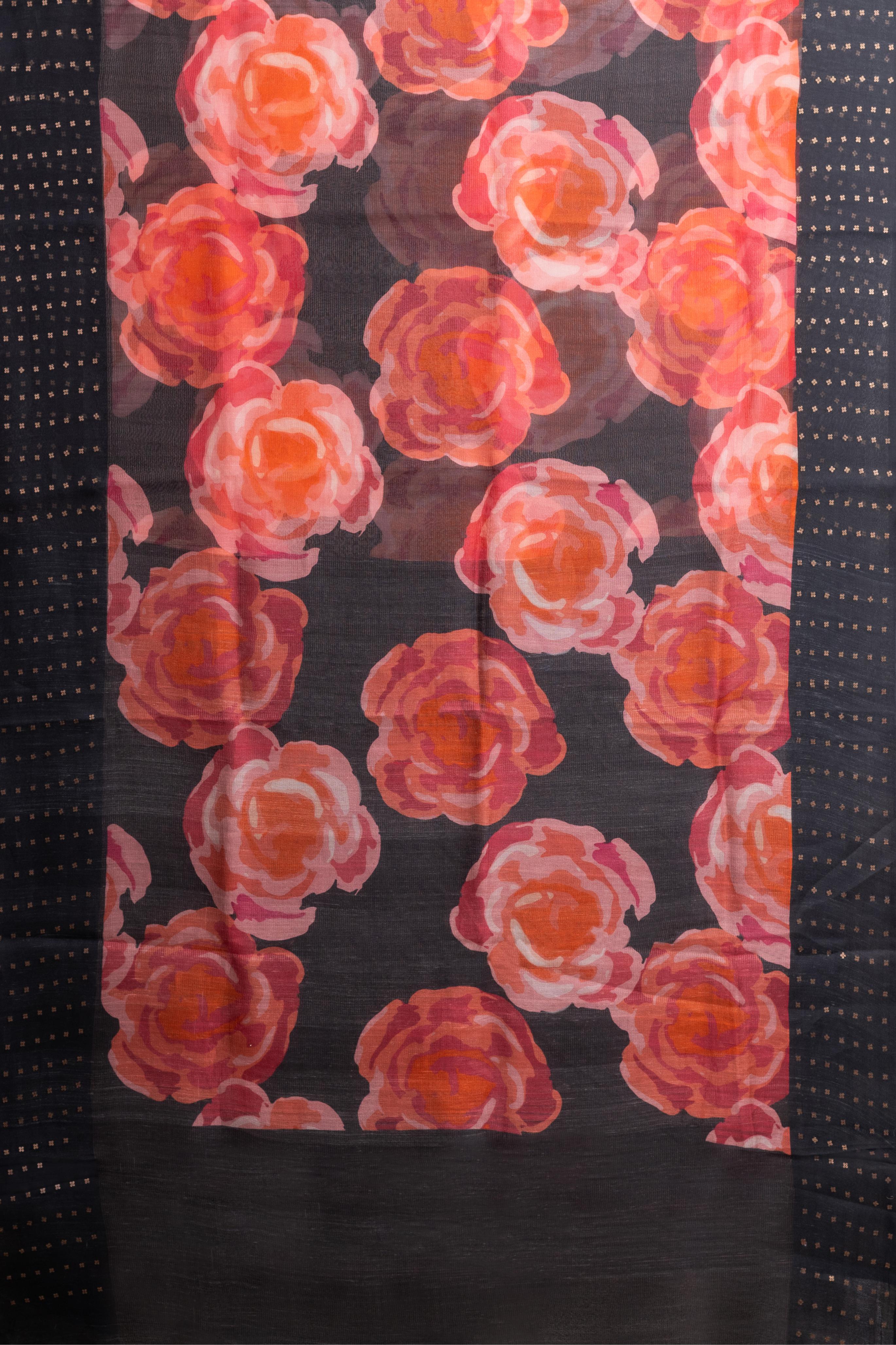 Myil by Kumaran Silks Printed Black Organza Saree