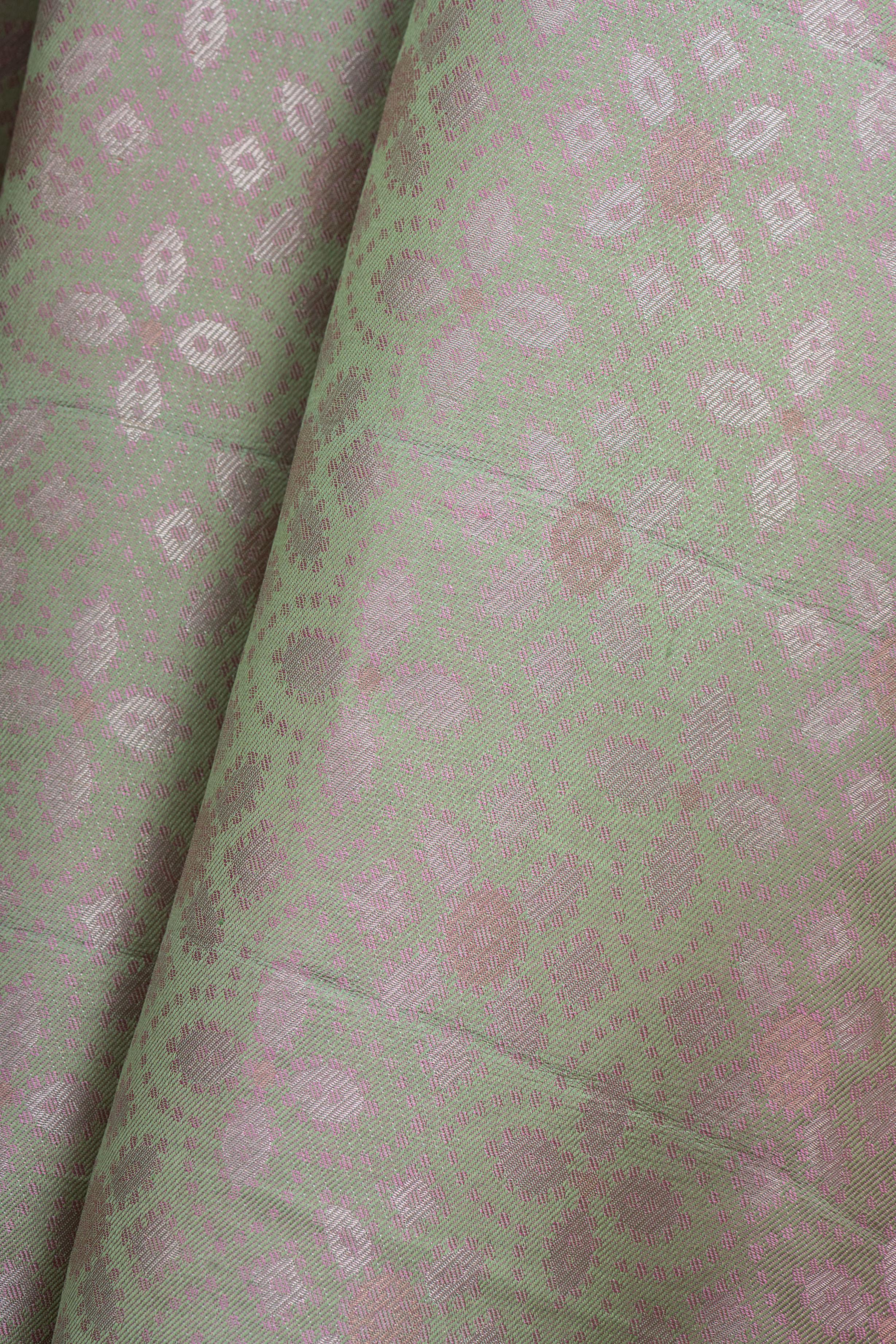 Two-Toned Green-Pink Pure Soft Silk Saree