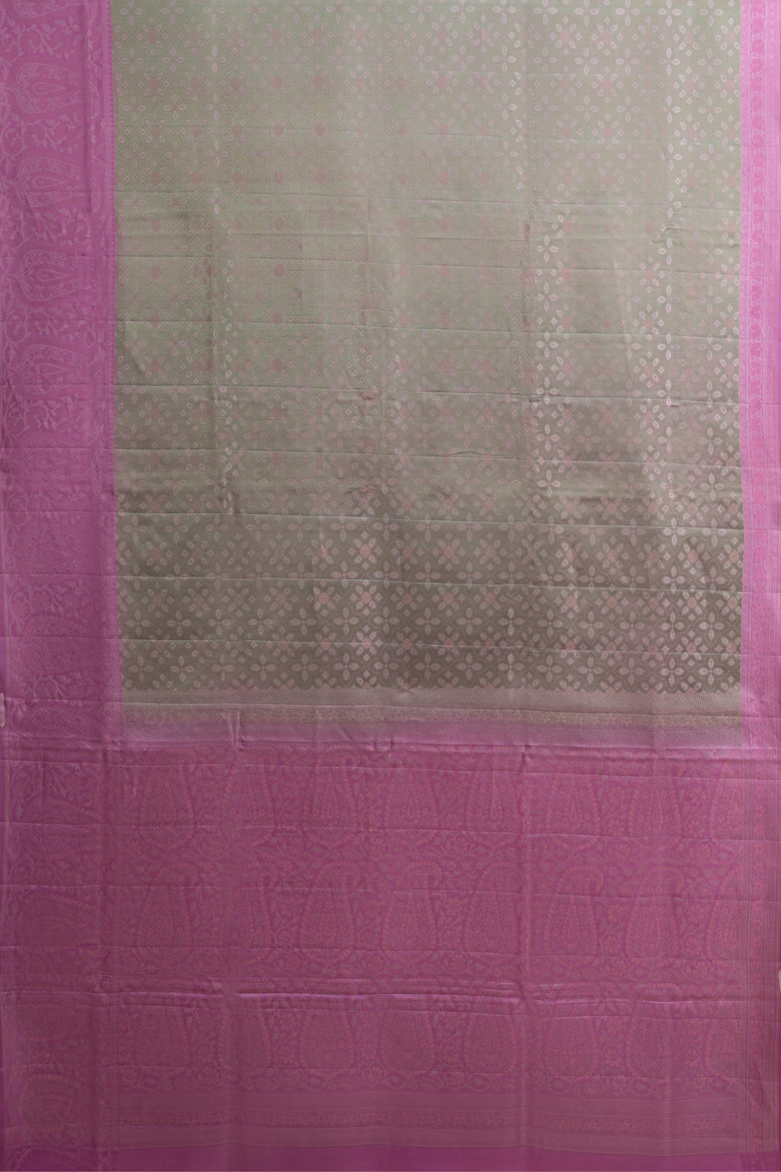 Two-Toned Green-Pink Pure Soft Silk Saree