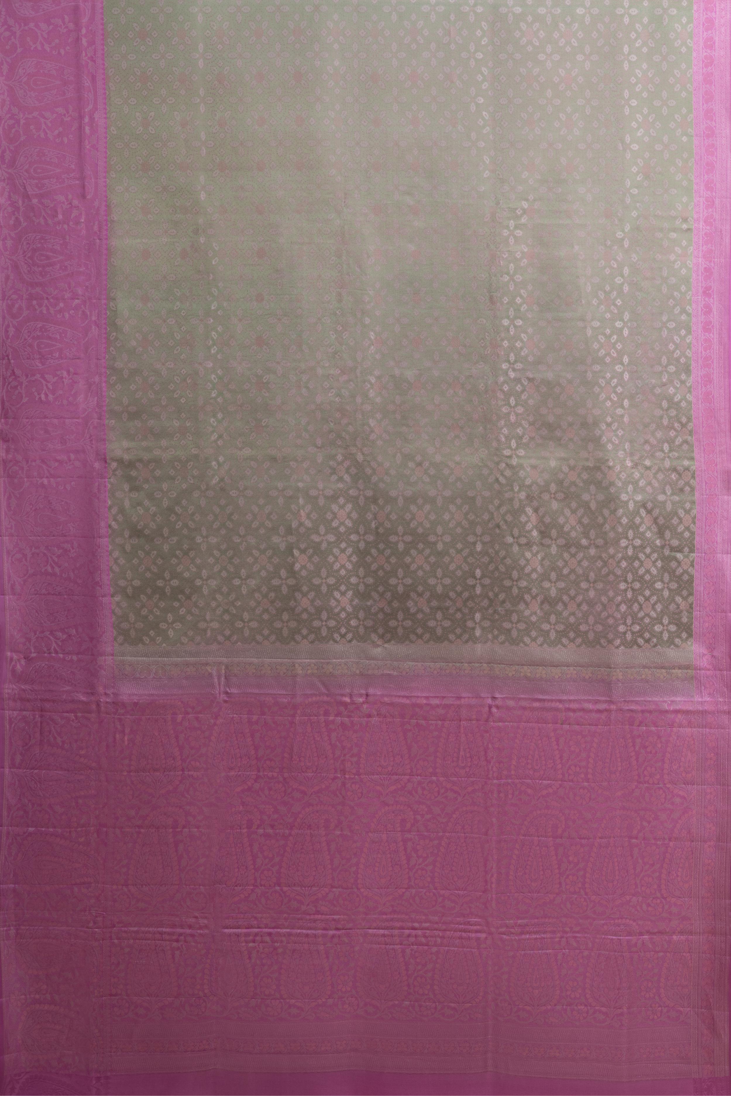 Two-Toned Green-Pink Pure Soft Silk Saree