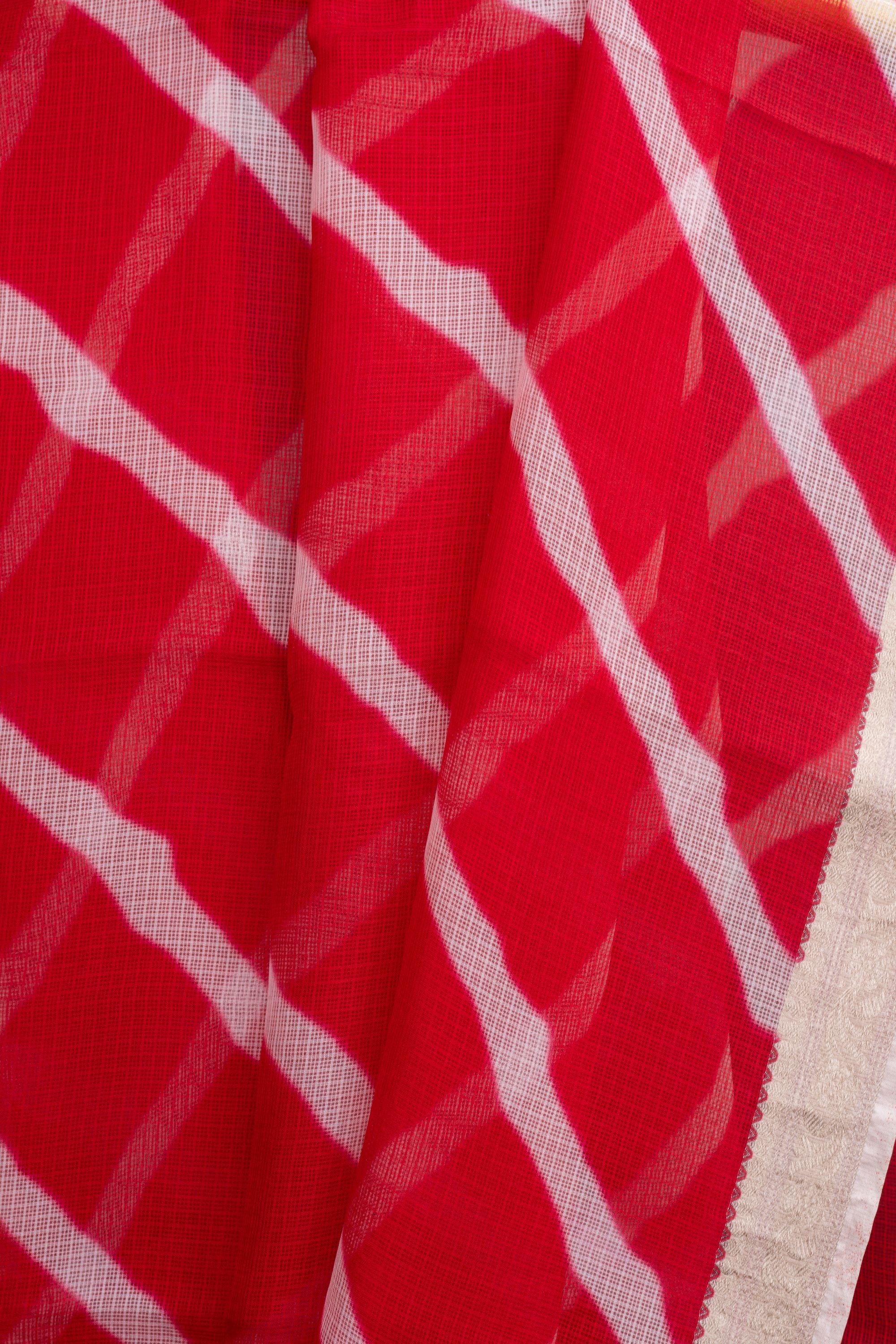 Printed Red Kota Silk Saree