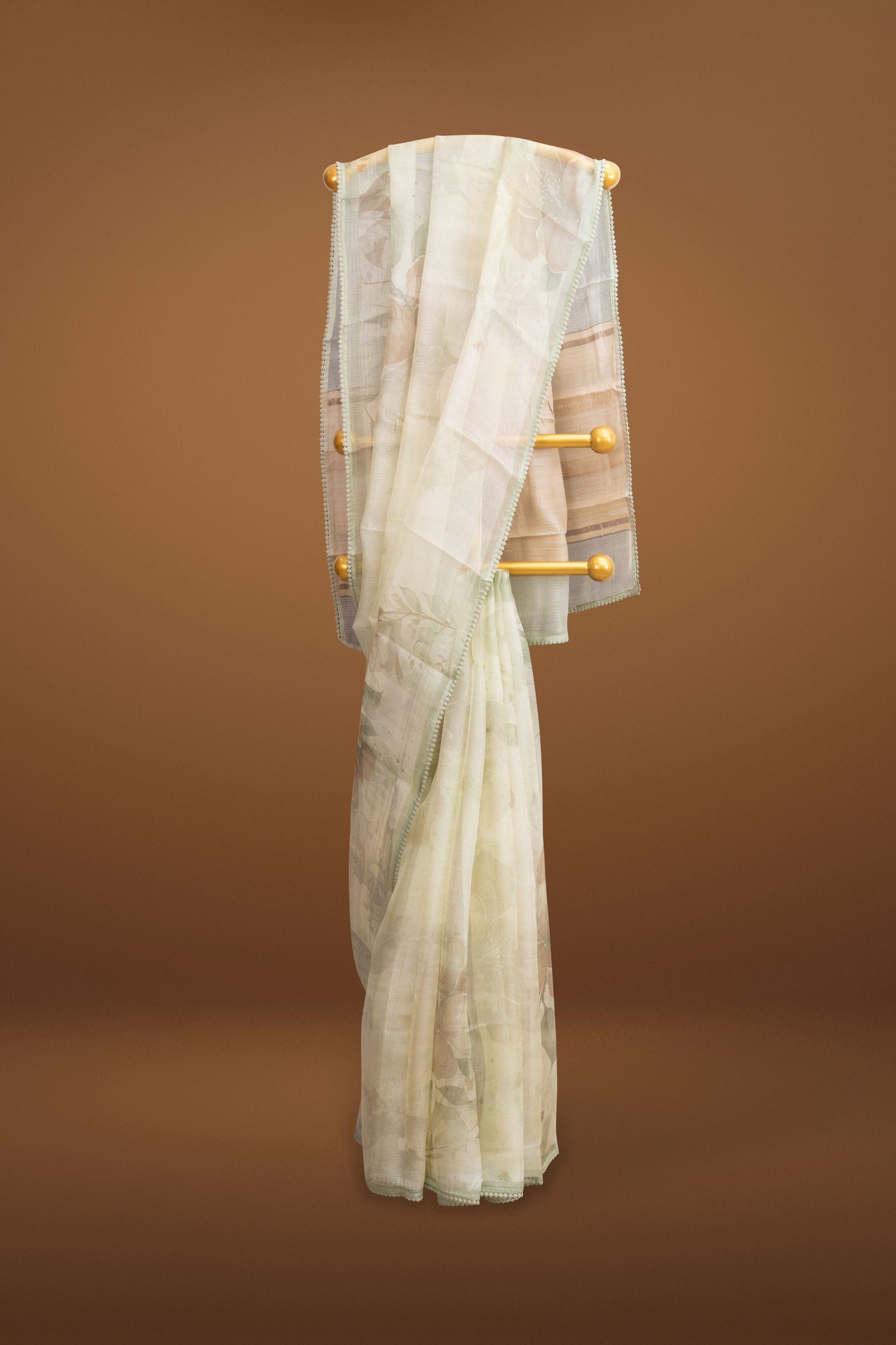 Printed Pistachio Green Kota Silk Saree