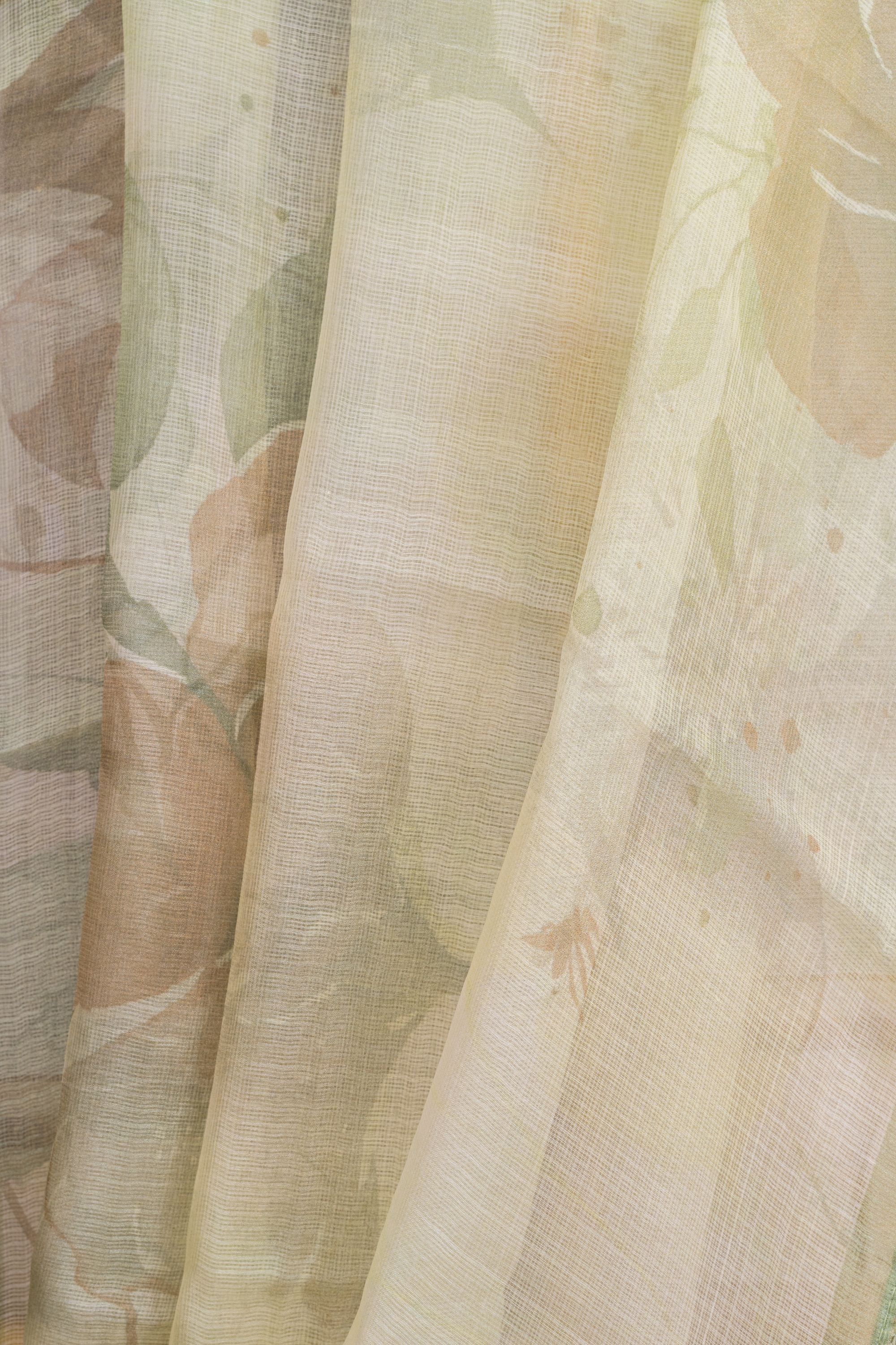 Printed Pistachio Green Kota Silk Saree