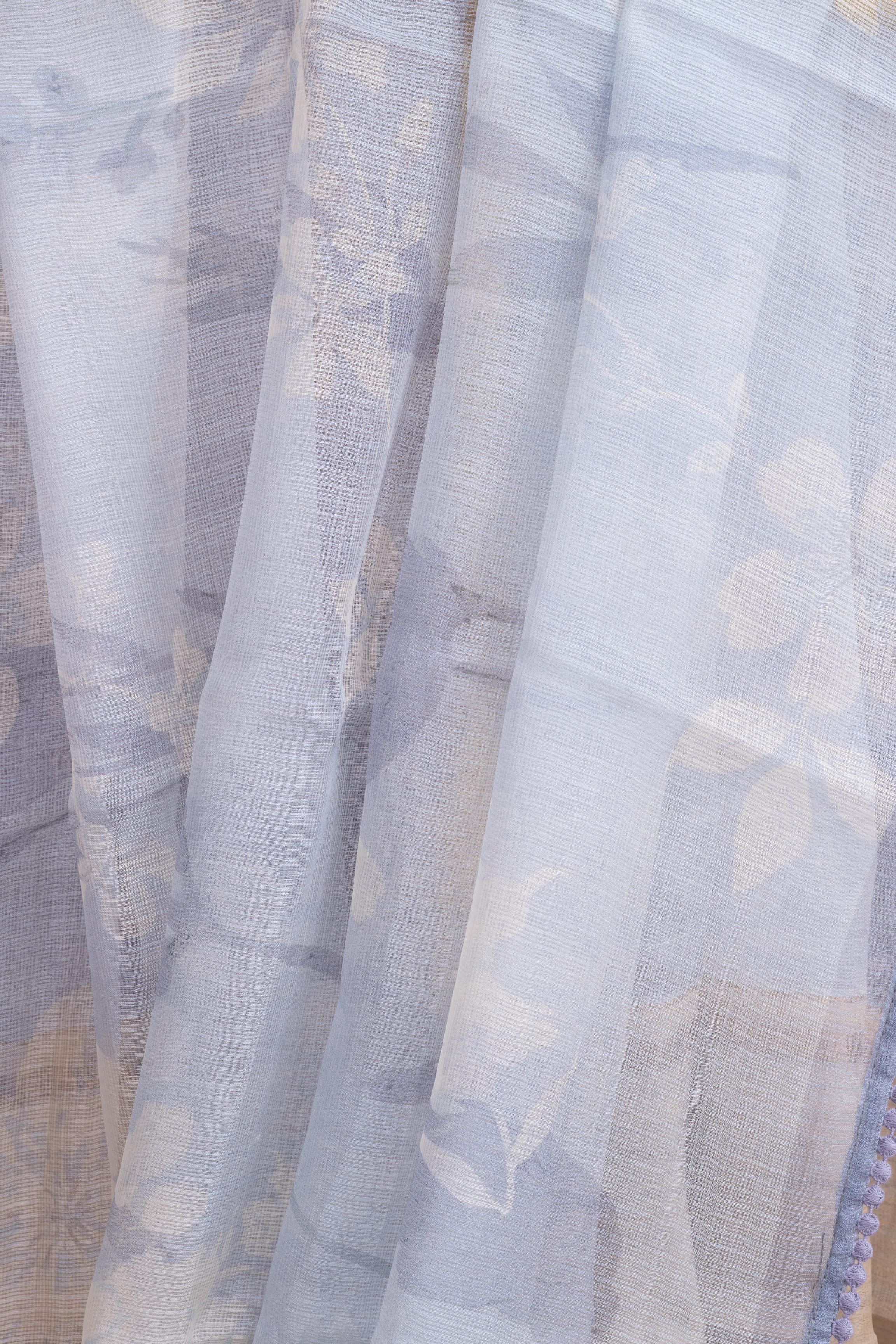 Printed Lavender Kota Silk Saree