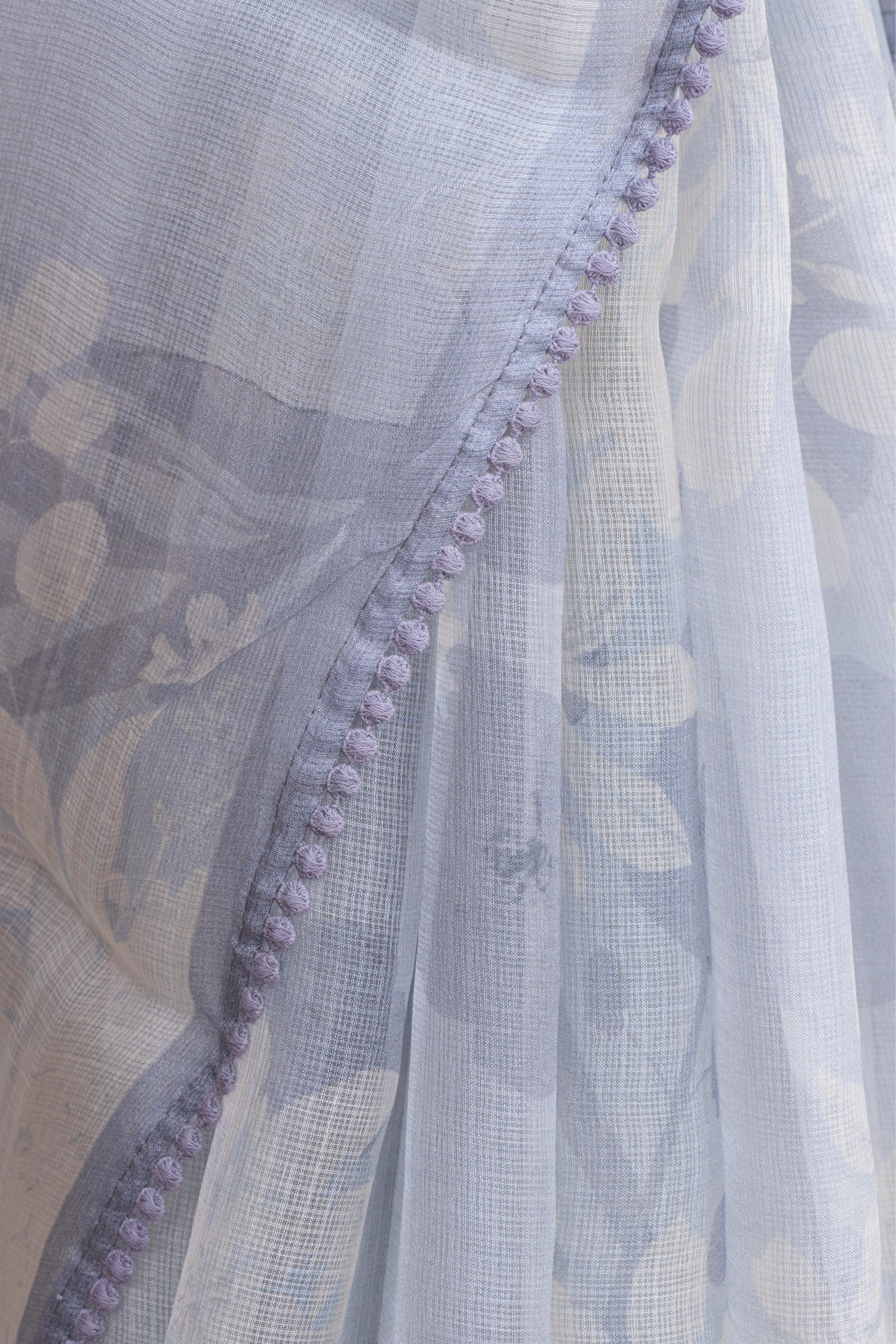 Printed Lavender Kota Silk Saree