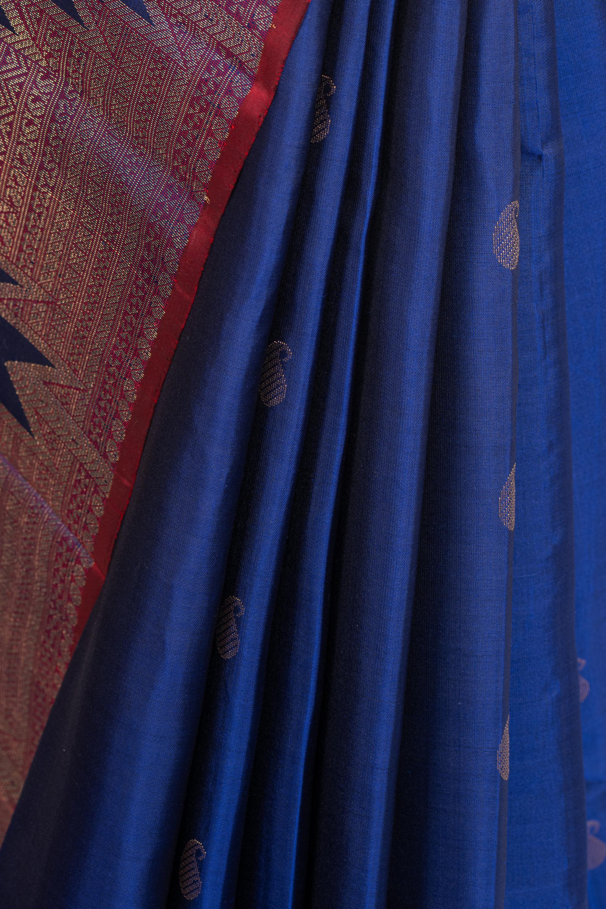 Navy Blue Pure Silk Kanjivaram Saree