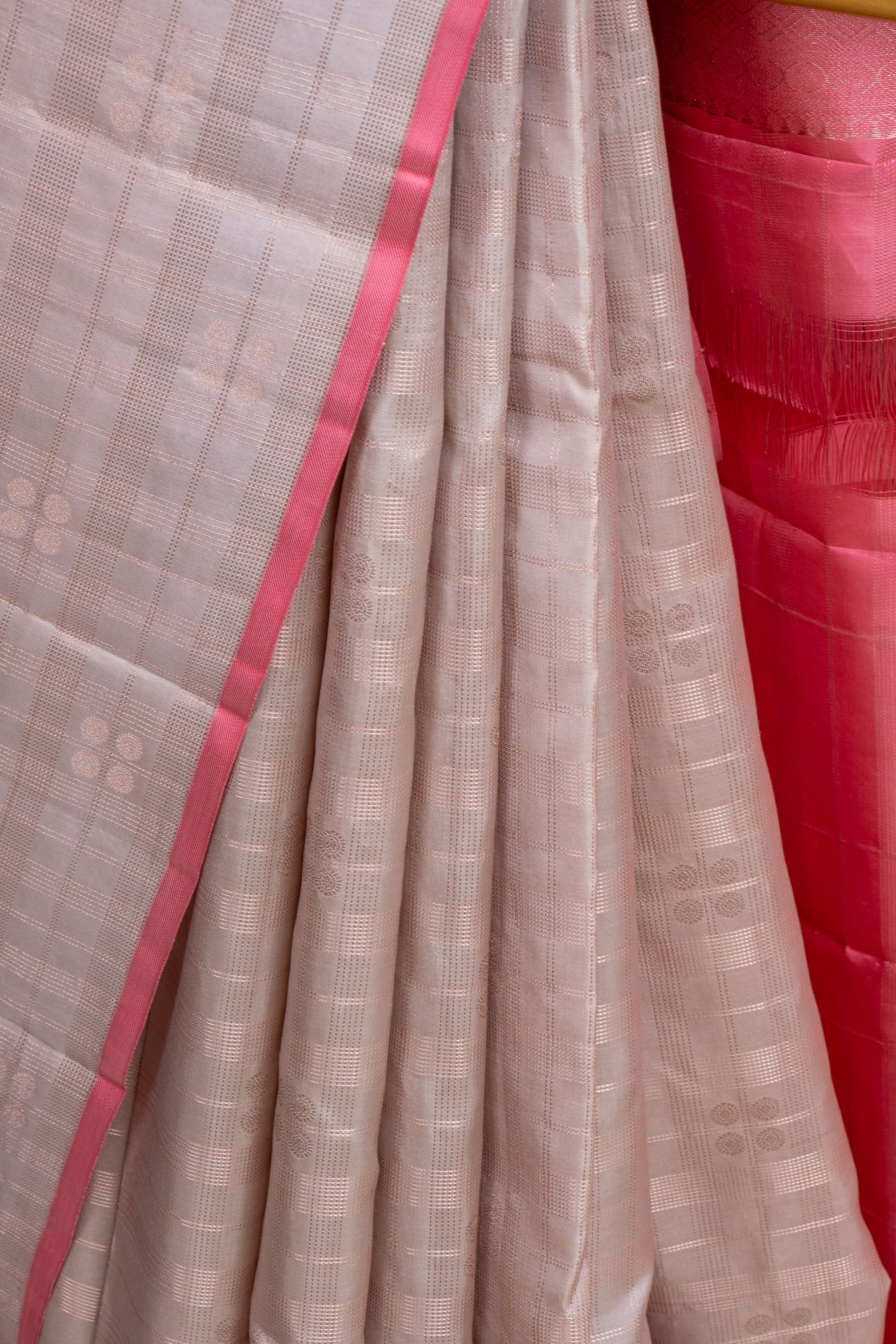 Cream Pure Silk Kanjivaram Saree