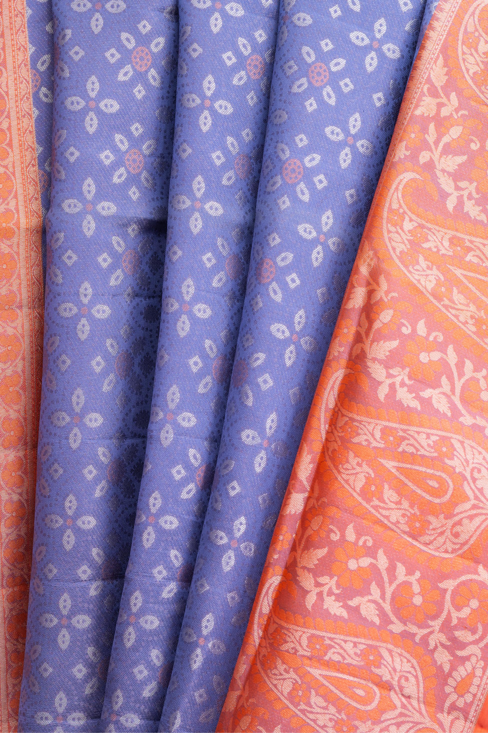 Two-Toned Blue-Orange Pure Soft Silk Saree