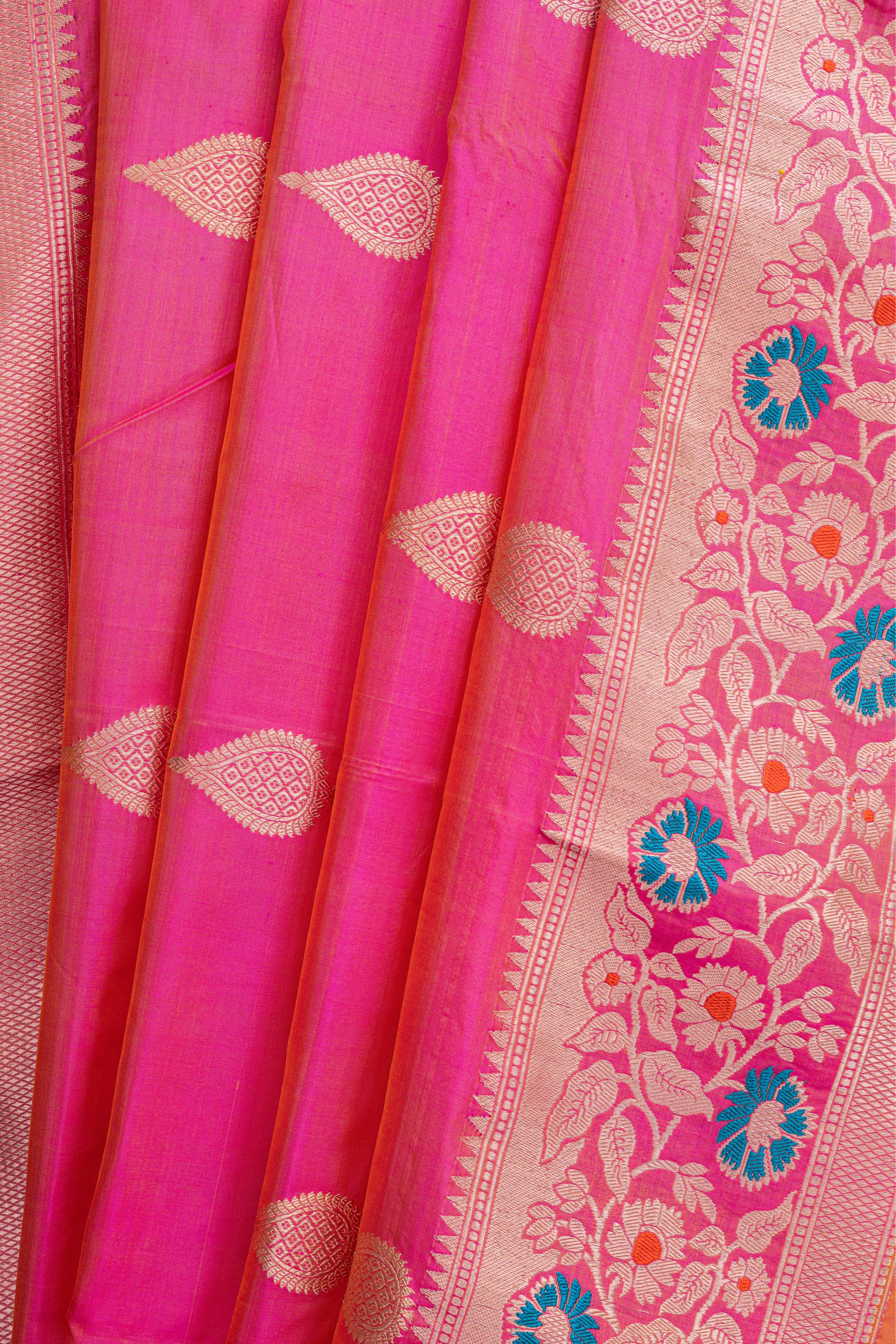 Two-Toned Pink Banarasi Pure Silk Saree