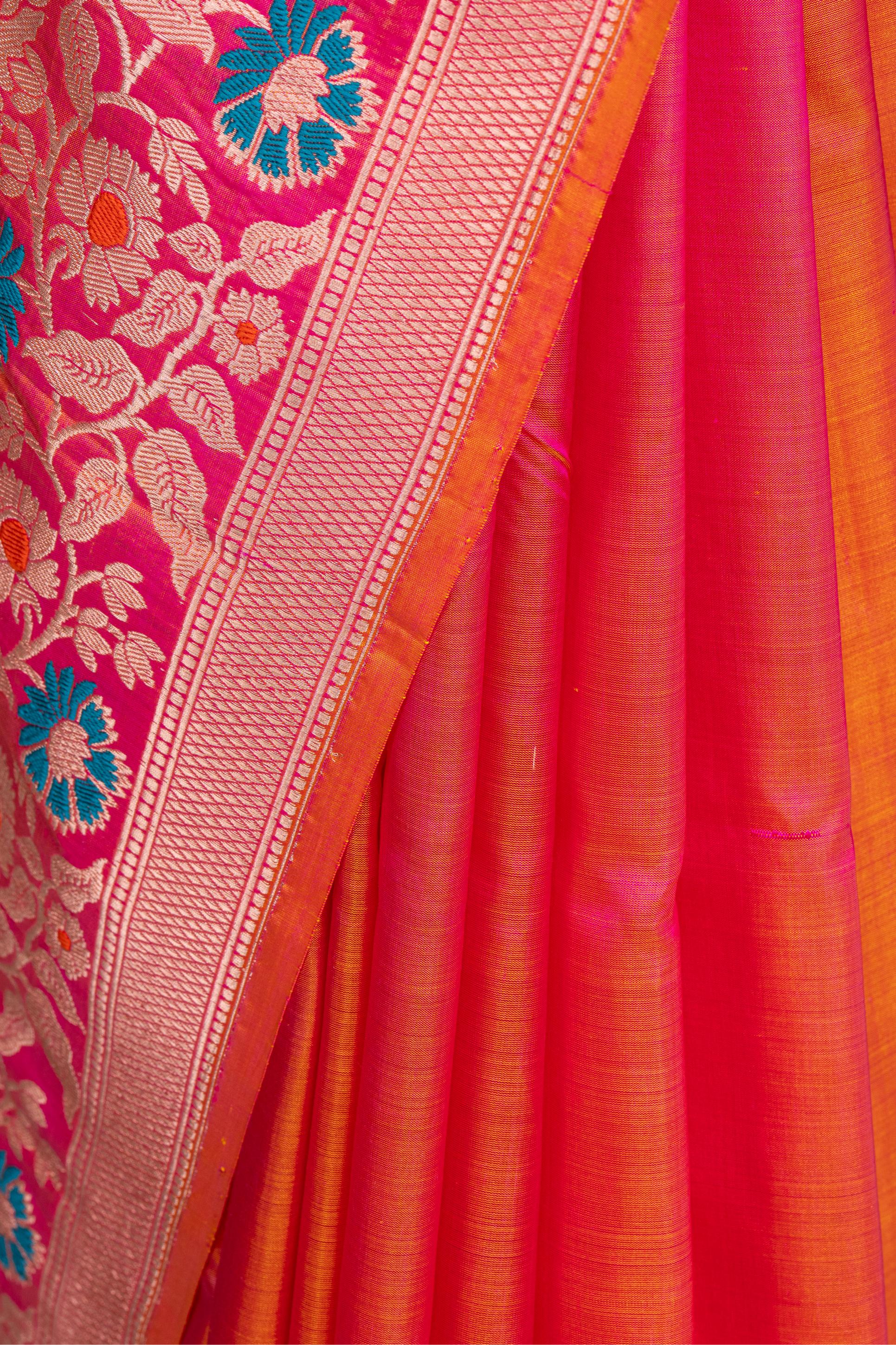 Two-Toned Pink Banarasi Pure Silk Saree
