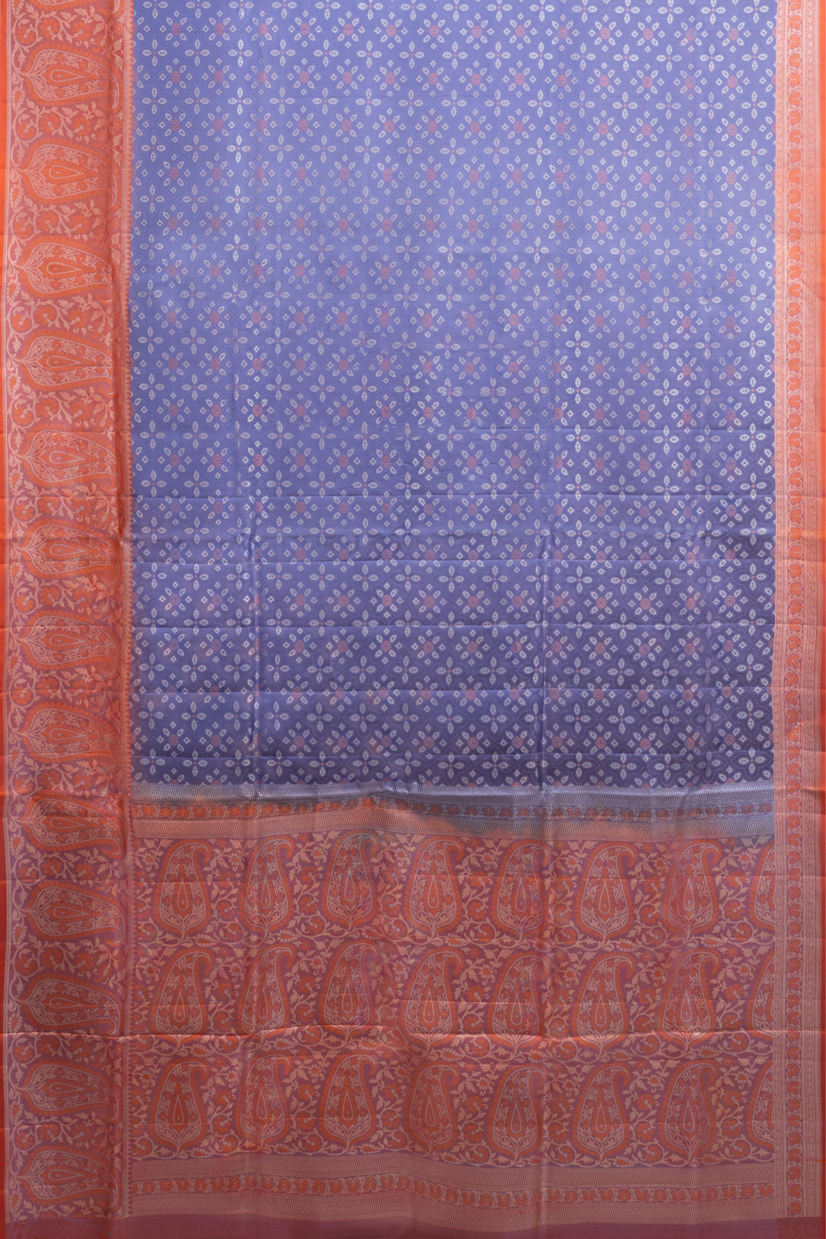 Two-Toned Blue-Orange Pure Soft Silk Saree