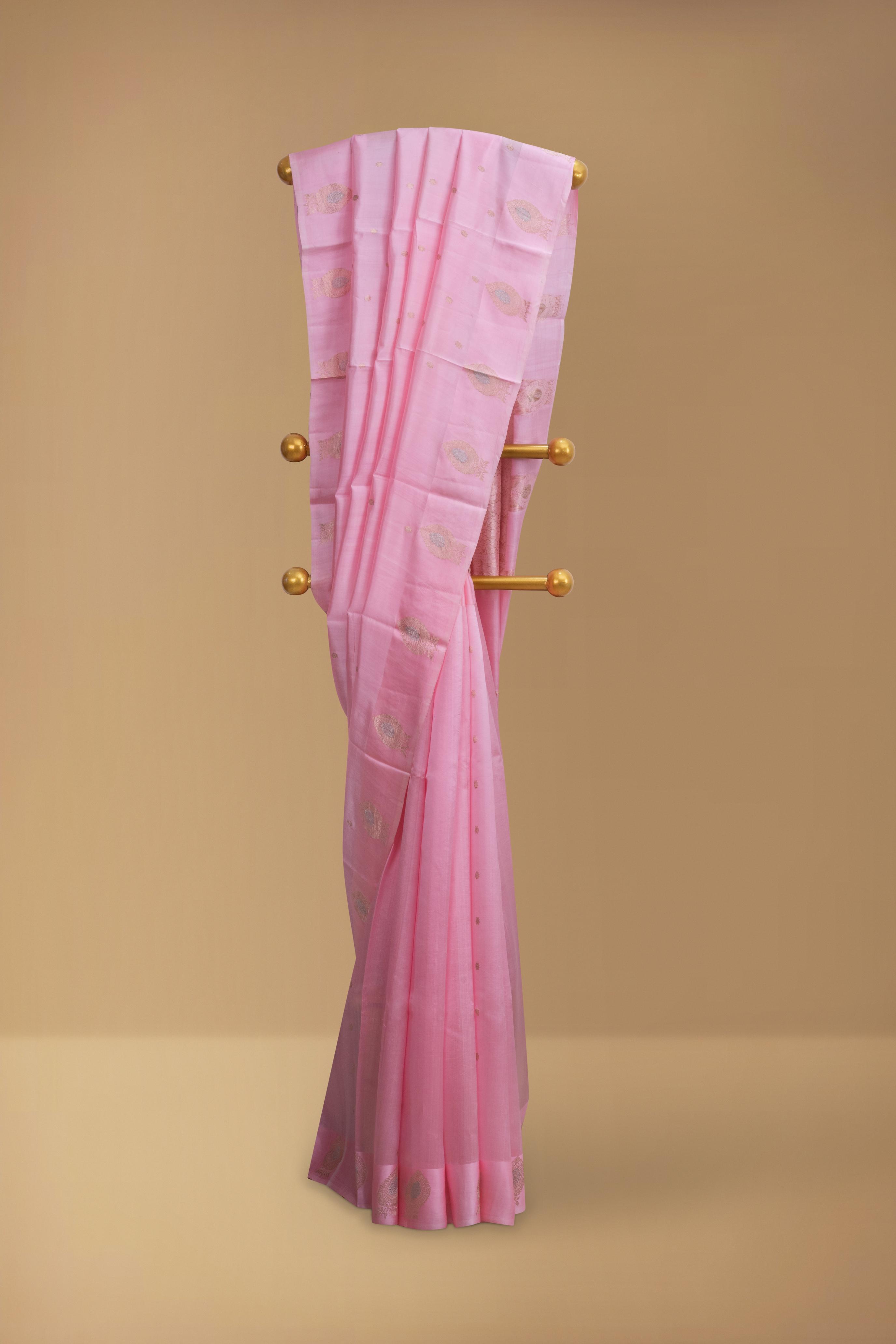 Light Pink Banarasi Dupion Silk Saree