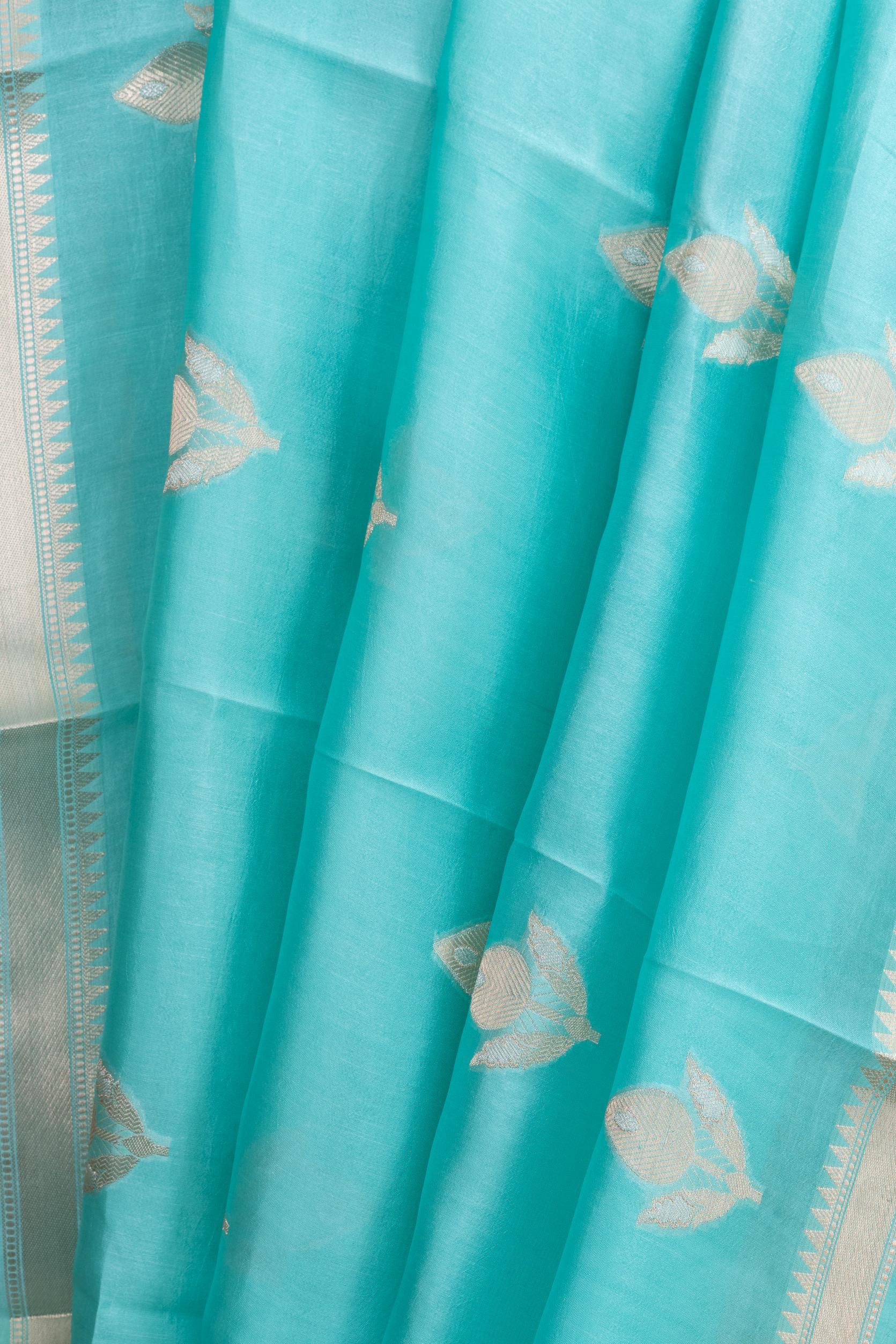 Turqouise Blue Banarasi Dupion Silk Saree