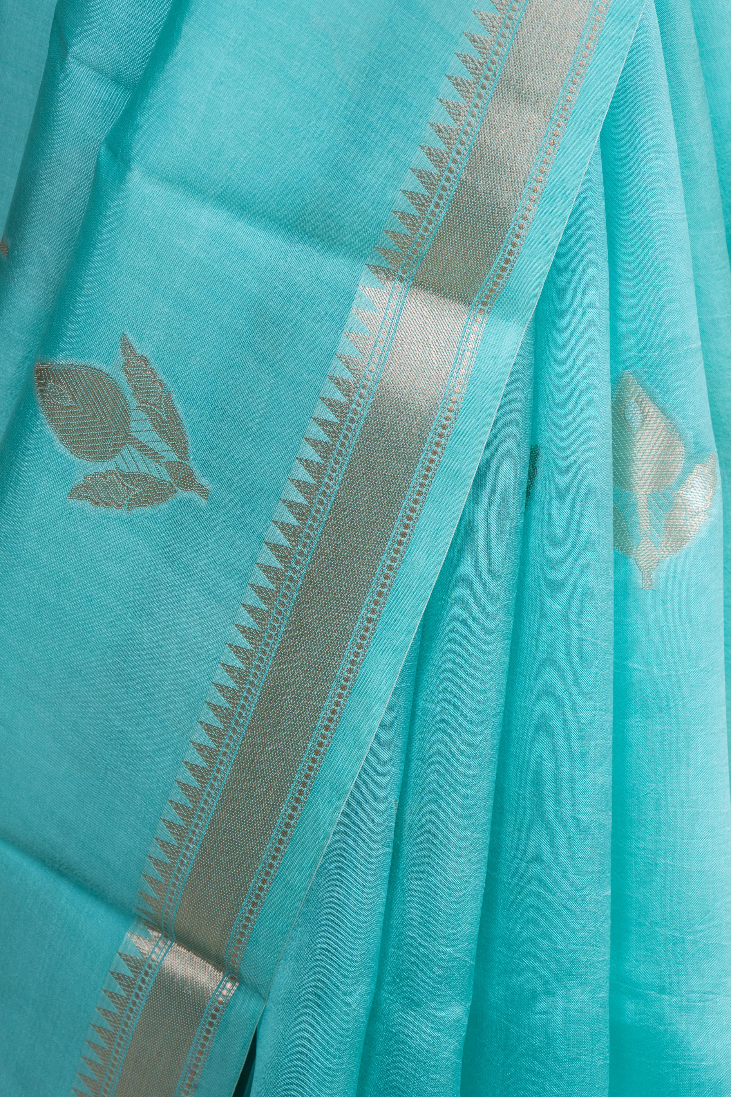Turqouise Blue Banarasi Dupion Silk Saree