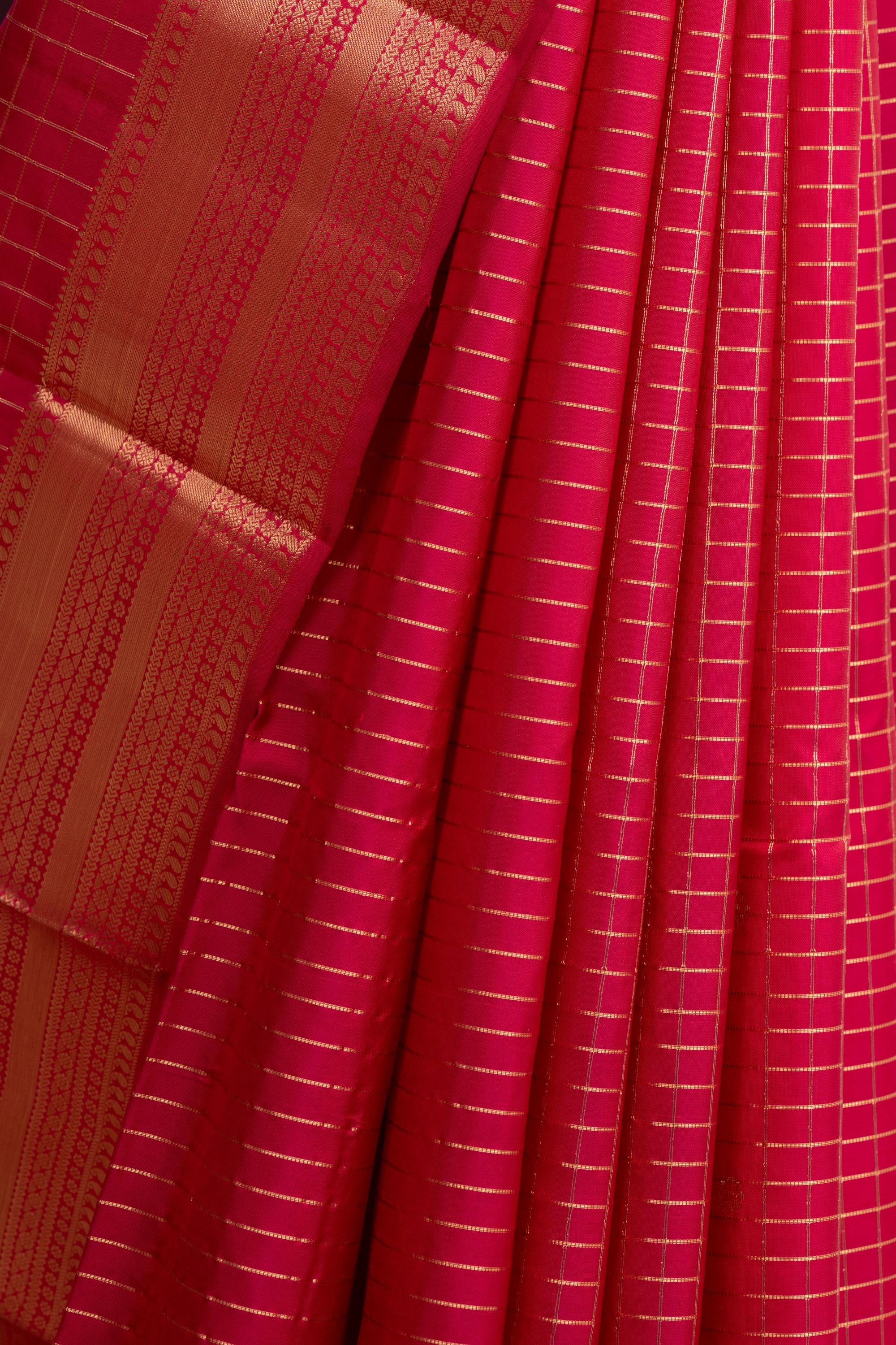 Maroon Red Pure Silk Kanjivaram Saree