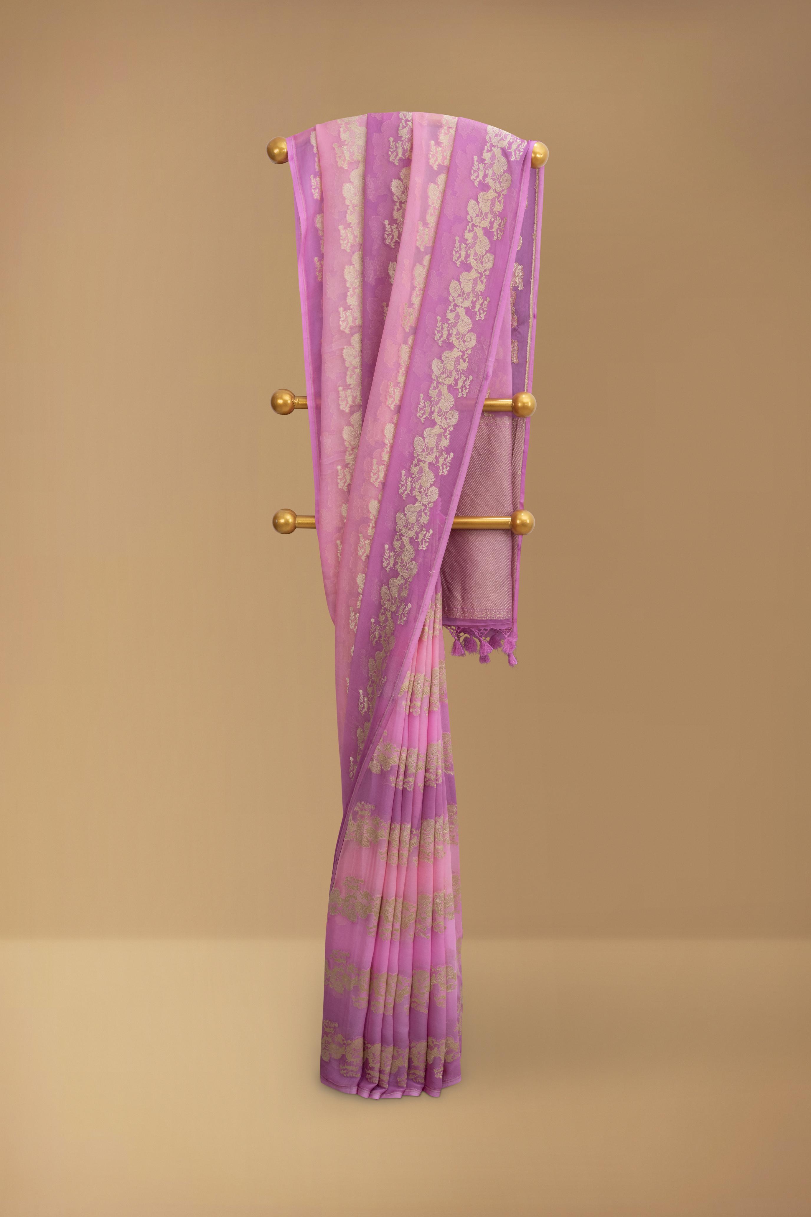 Lilac Pink Khaddi Georgette Saree