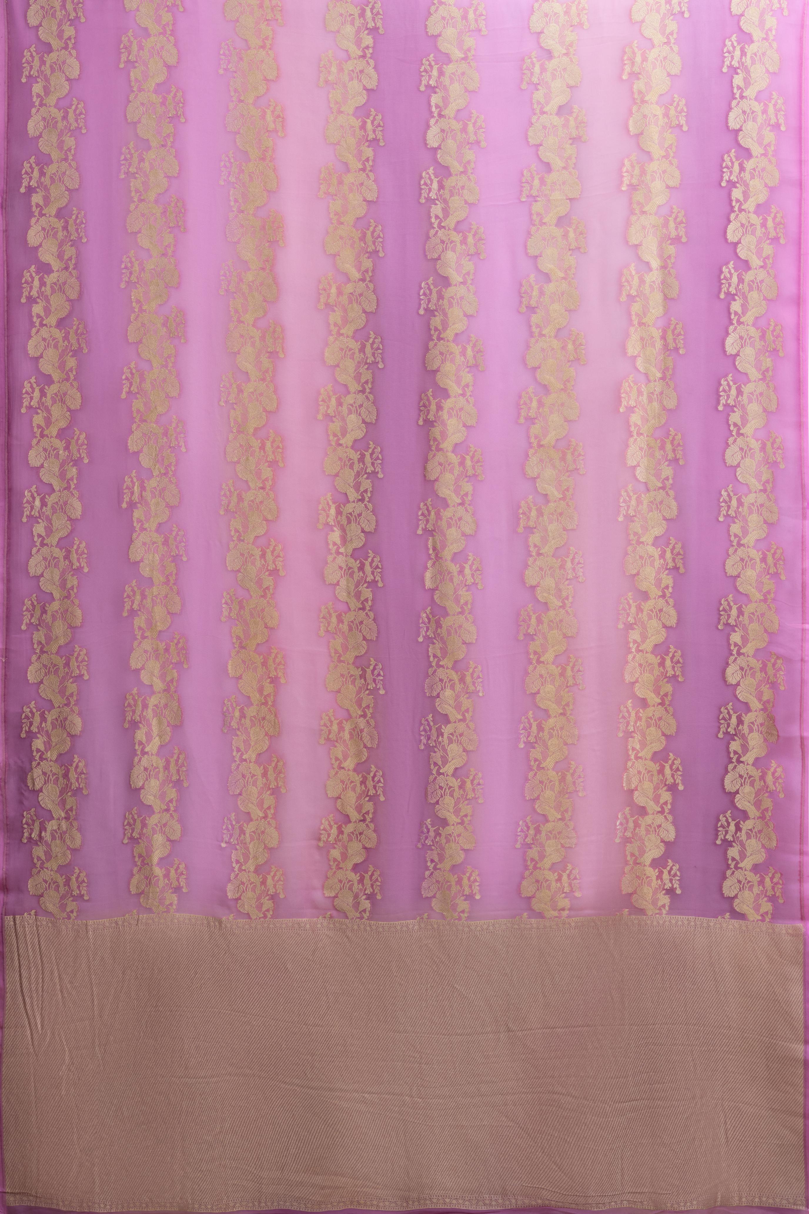 Lilac Pink Khaddi Georgette Saree