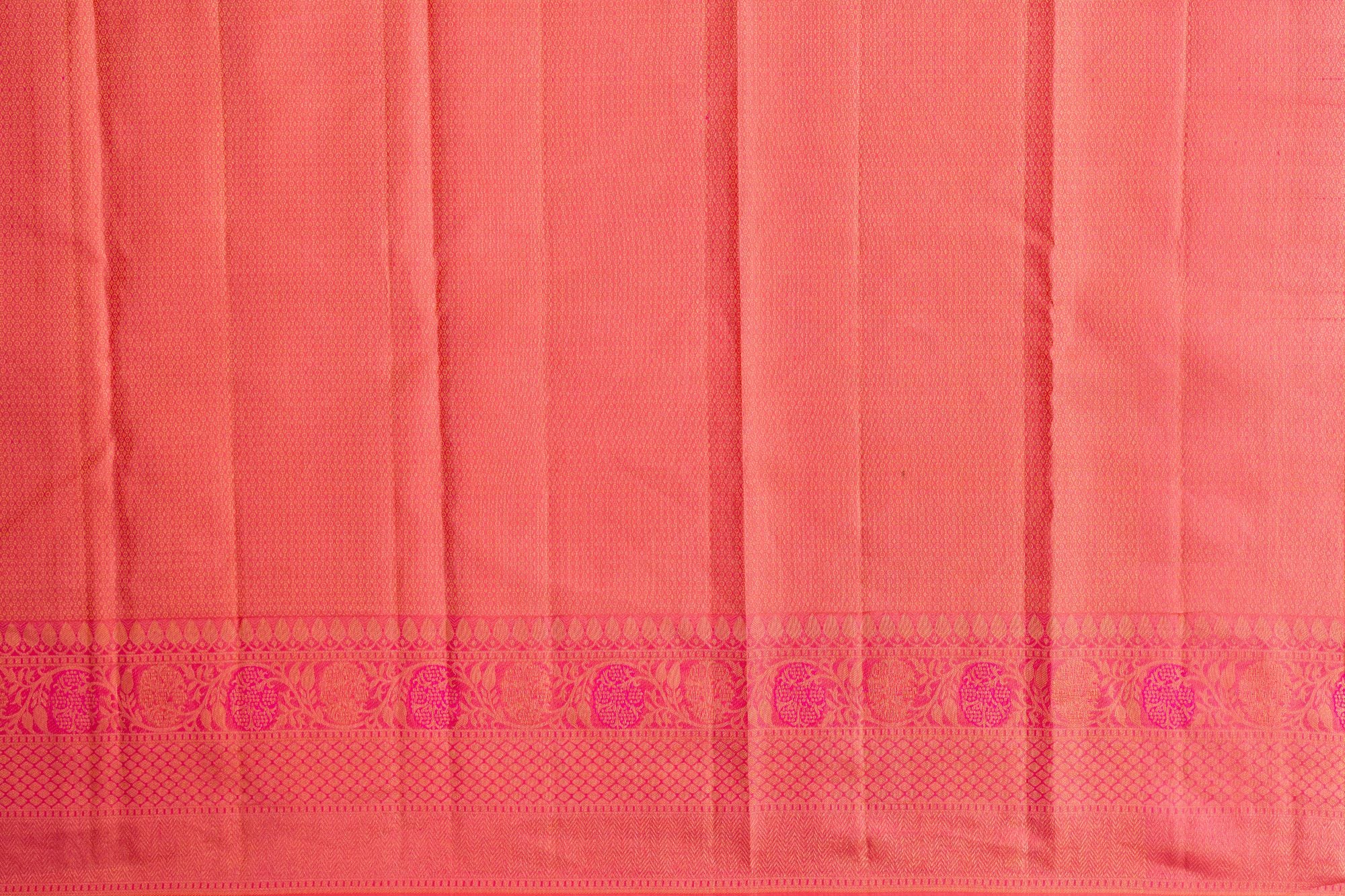 Two-toned Peach Pink Pure Silk Kanjivaram Saree