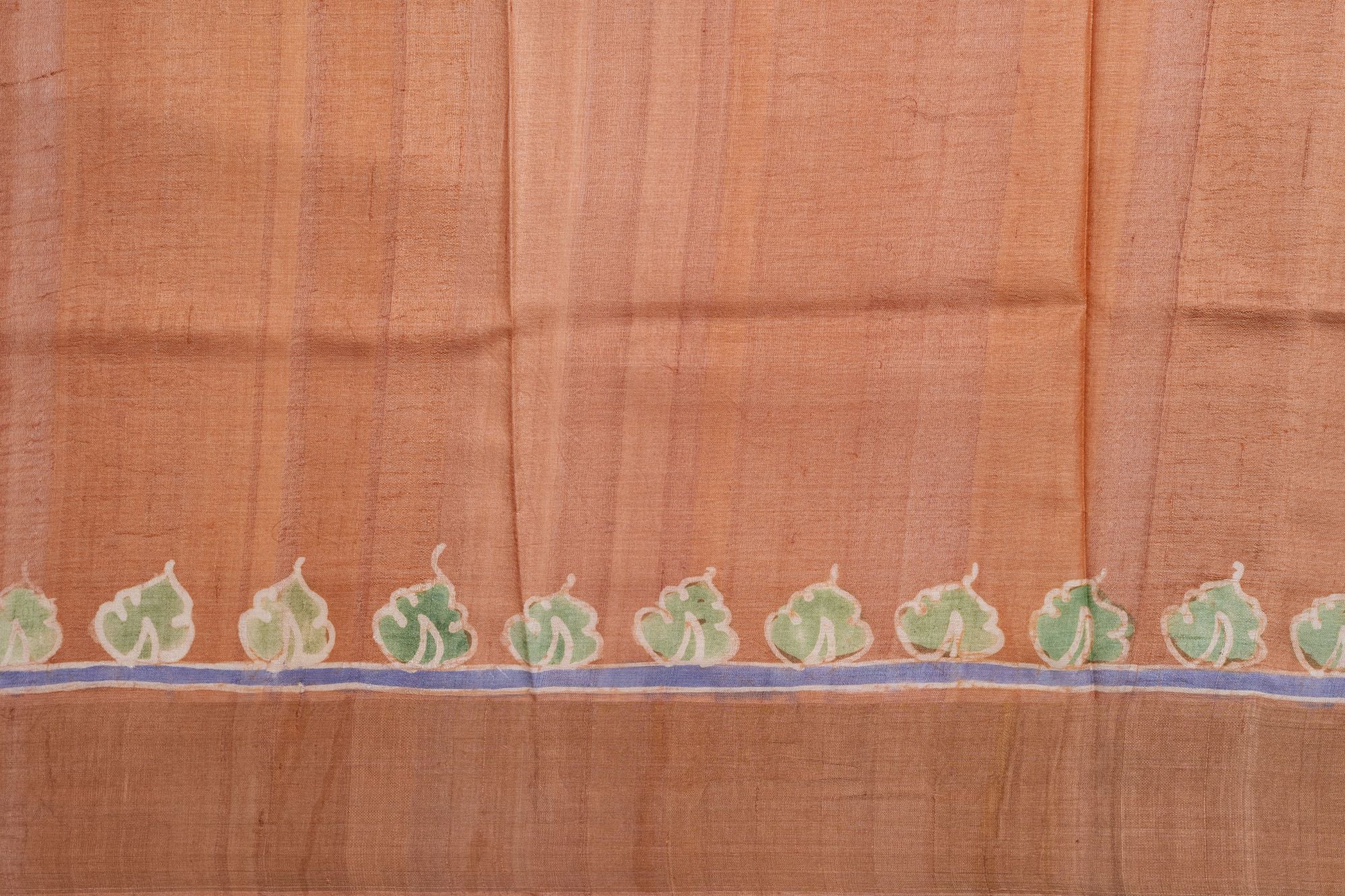 Handpainted Batik Brown Tussar Silk Saree