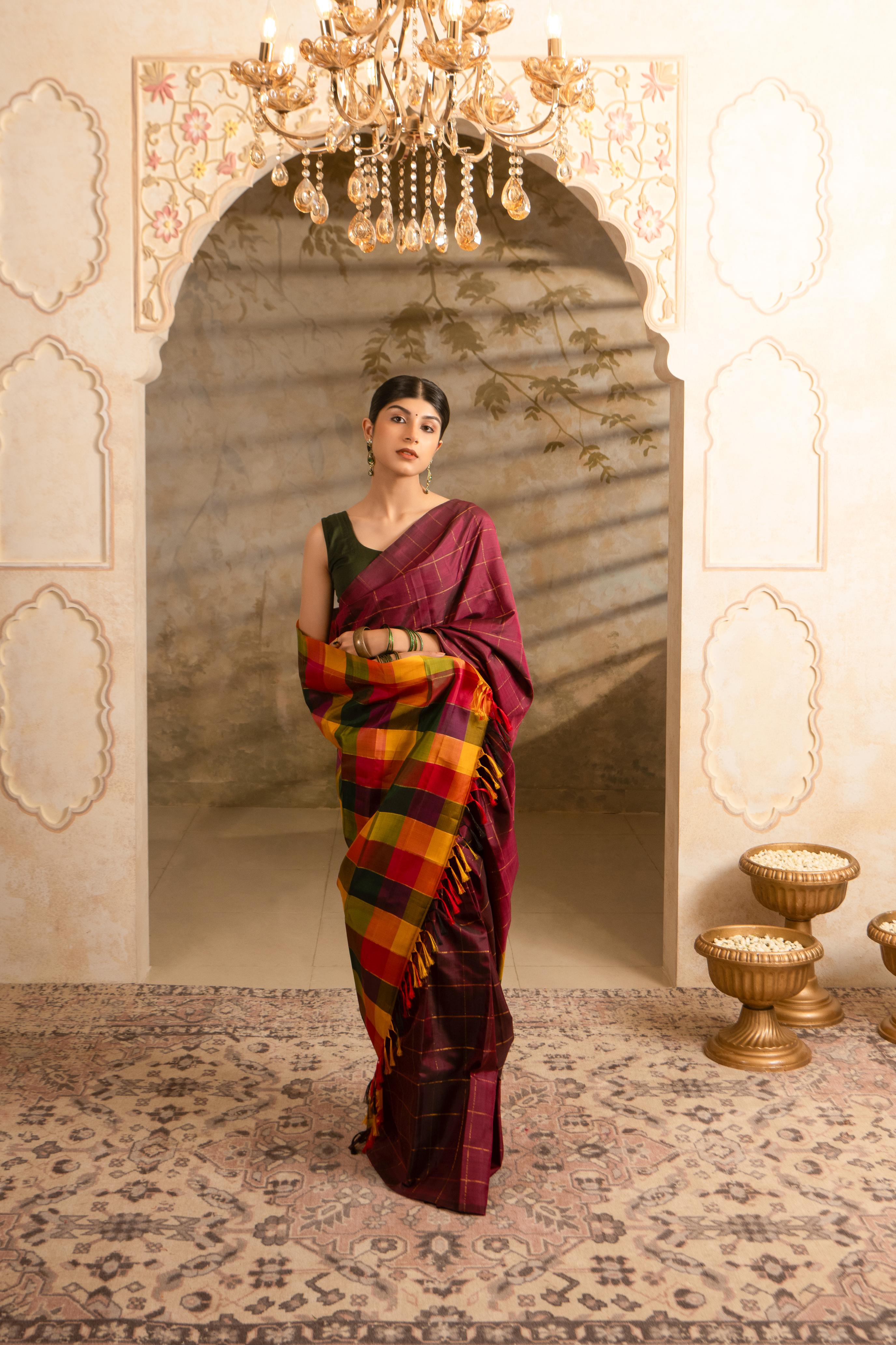 Maroon Red Pure Silk Pure Zari Kanjivaram Saree