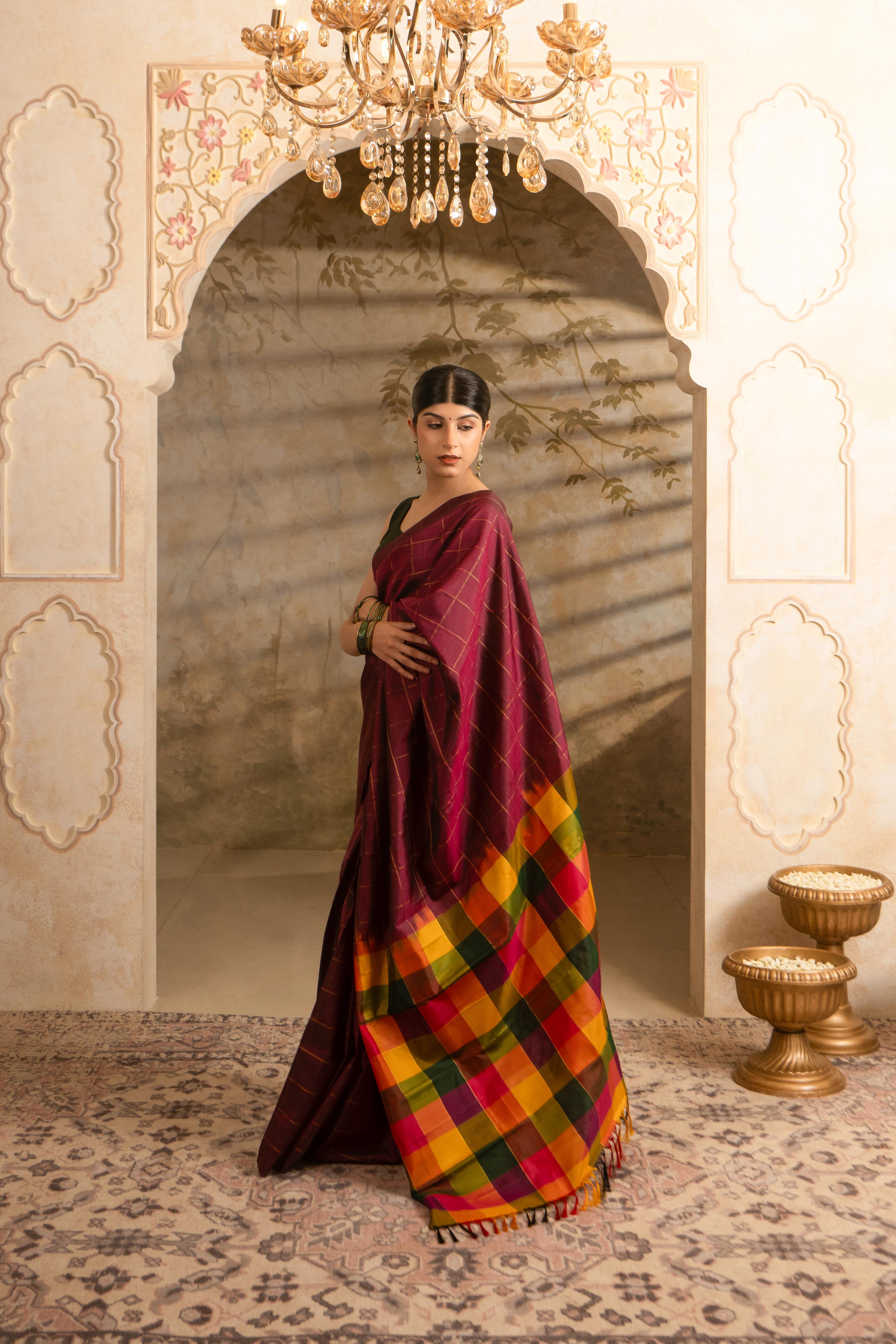 Maroon Red Pure Silk Pure Zari Kanjivaram Saree
