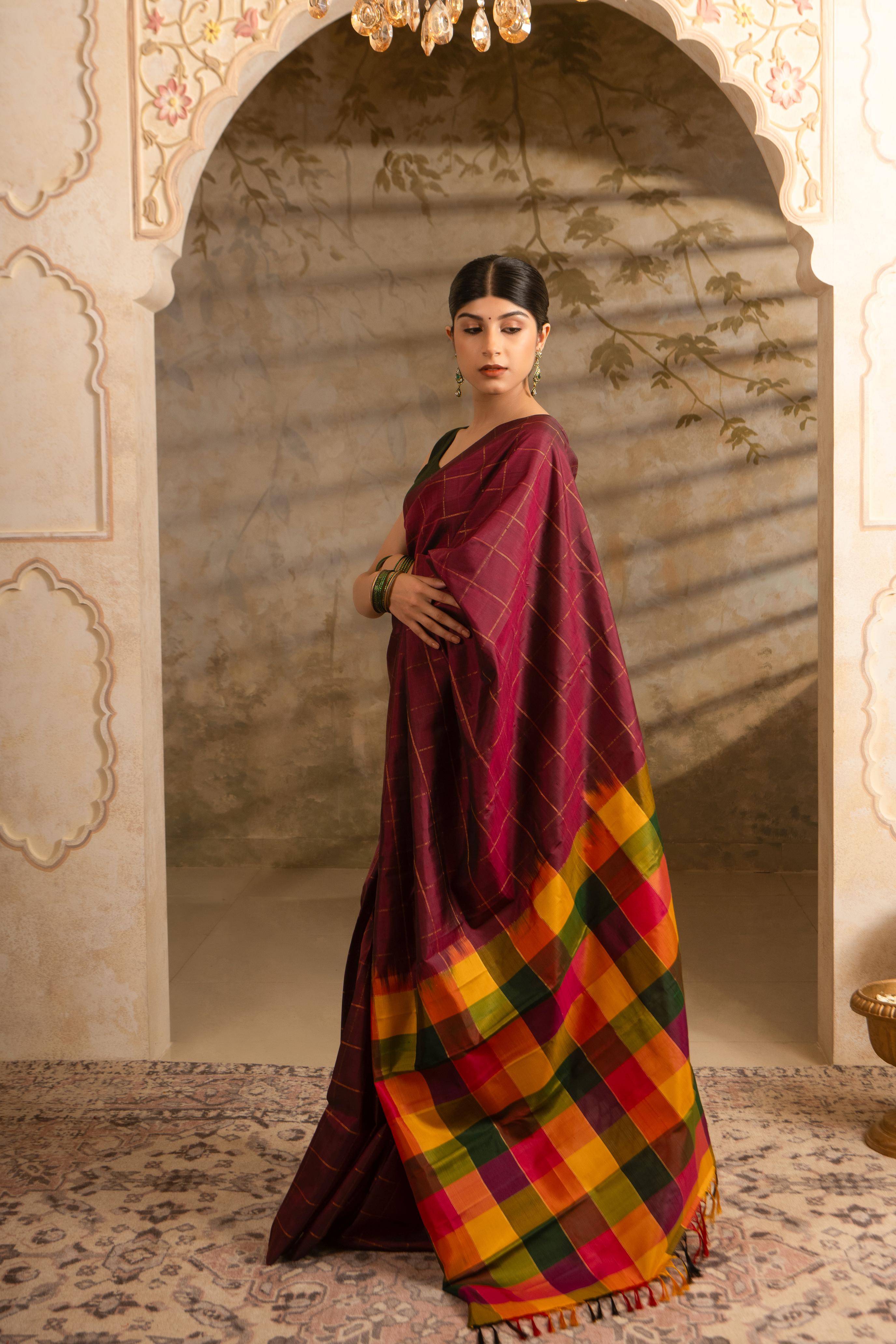 Maroon Red Pure Silk Pure Zari Kanjivaram Saree