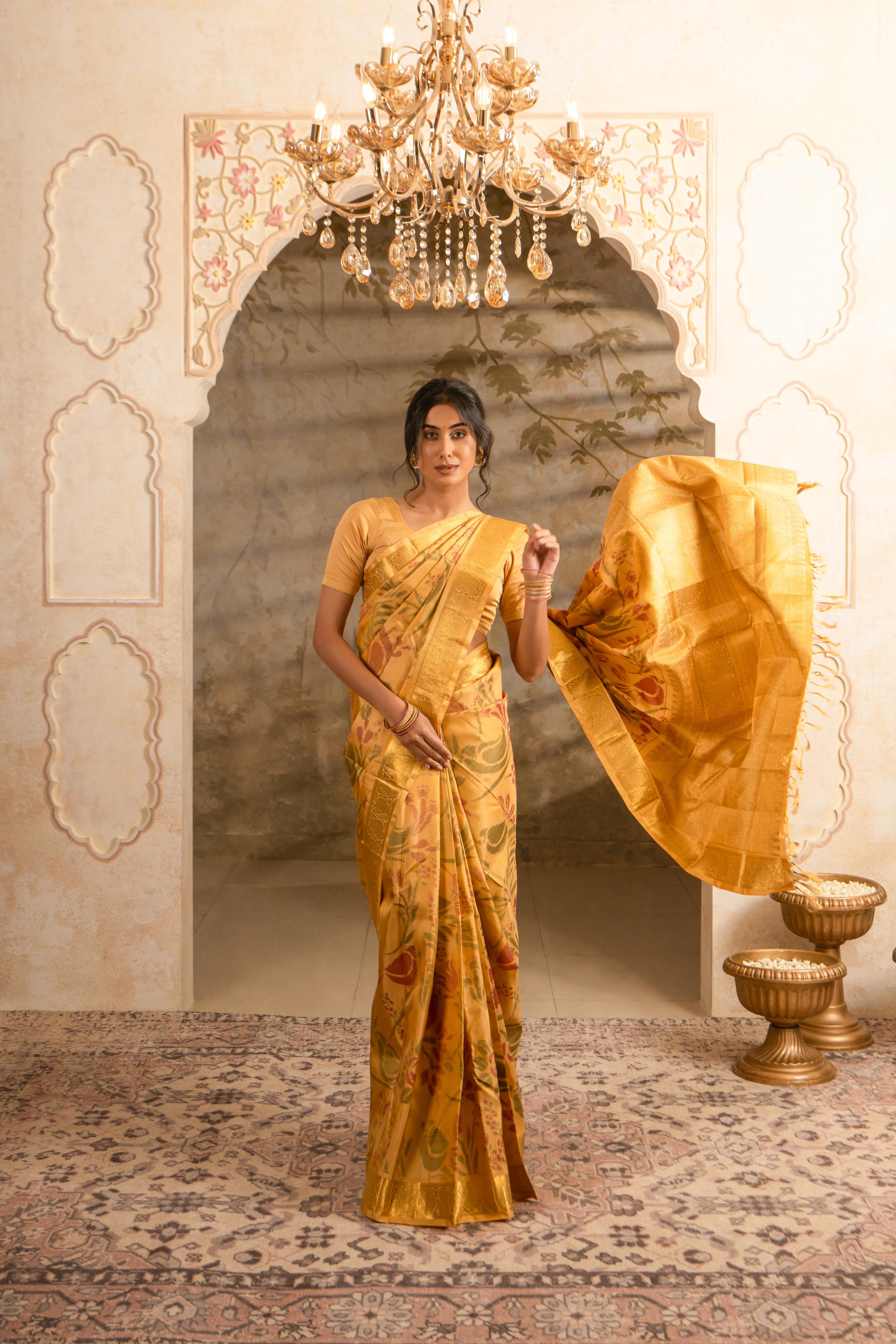 Beige Pure Silk Pure Zari Kanjivaram Saree