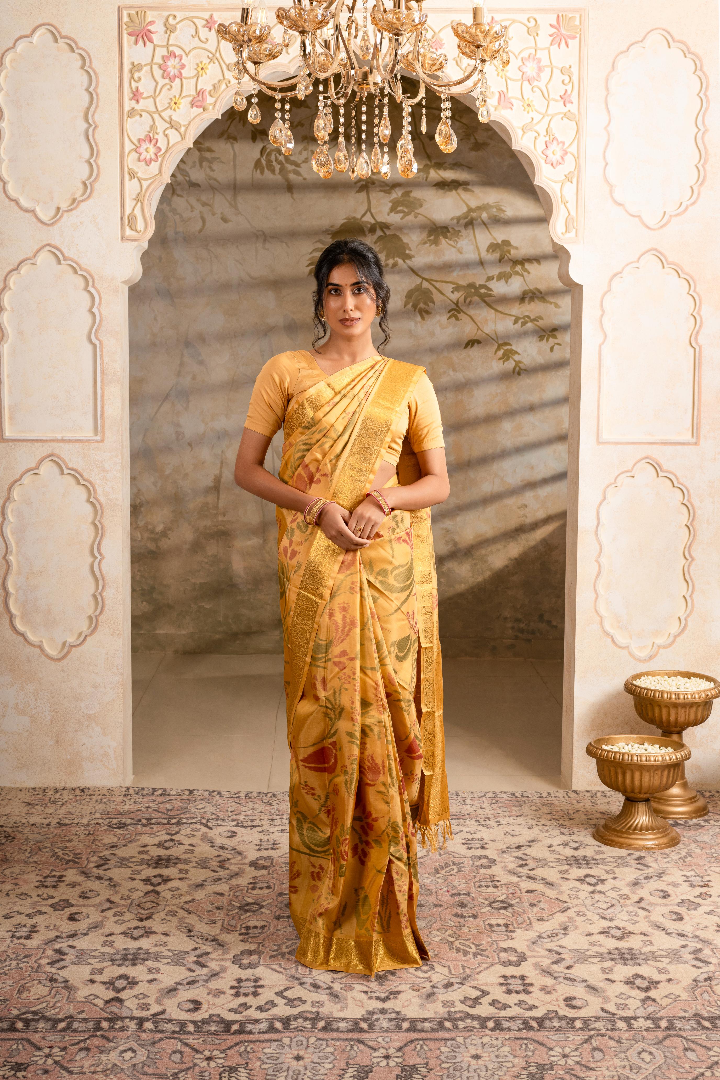 Beige Pure Silk Pure Zari Kanjivaram Saree