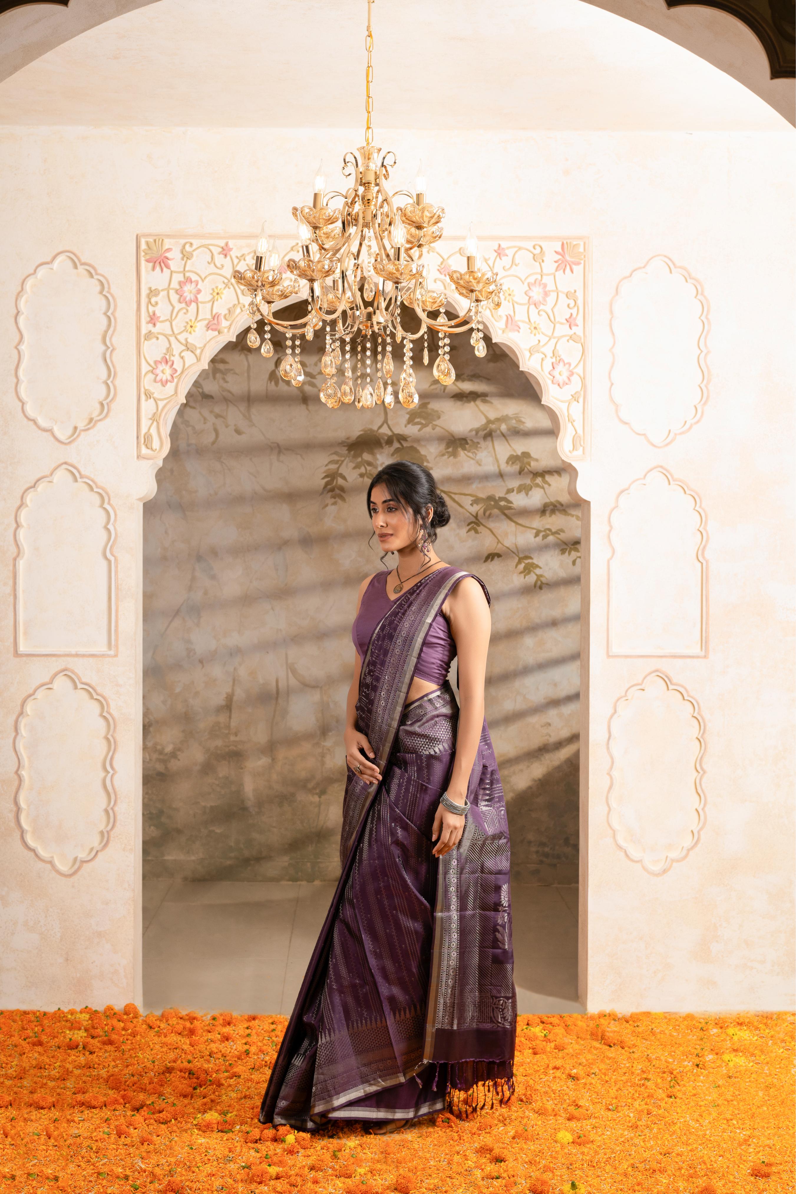 Dark Purple Pure Soft Silk Saree
