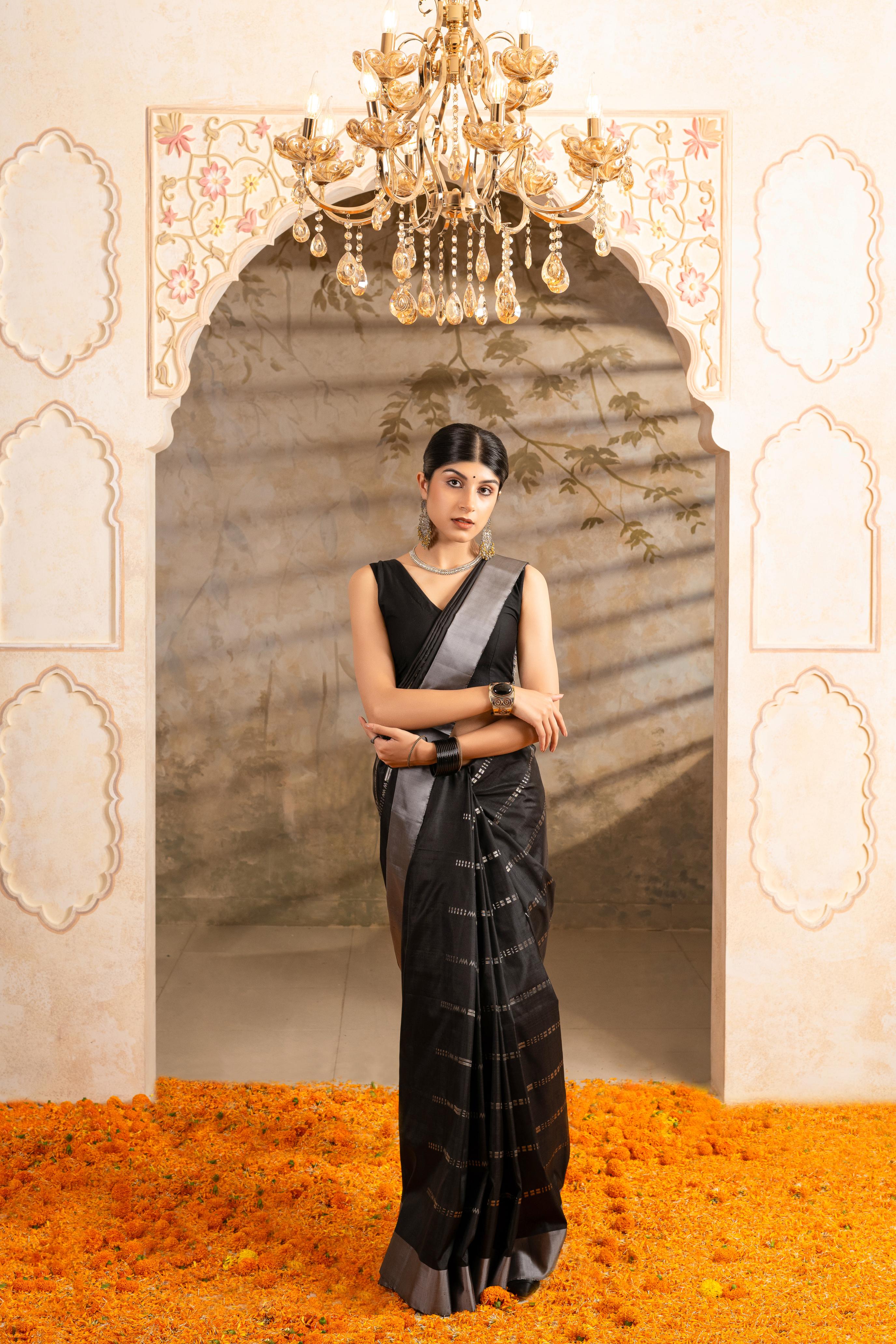 Black Pure Soft Silk Saree