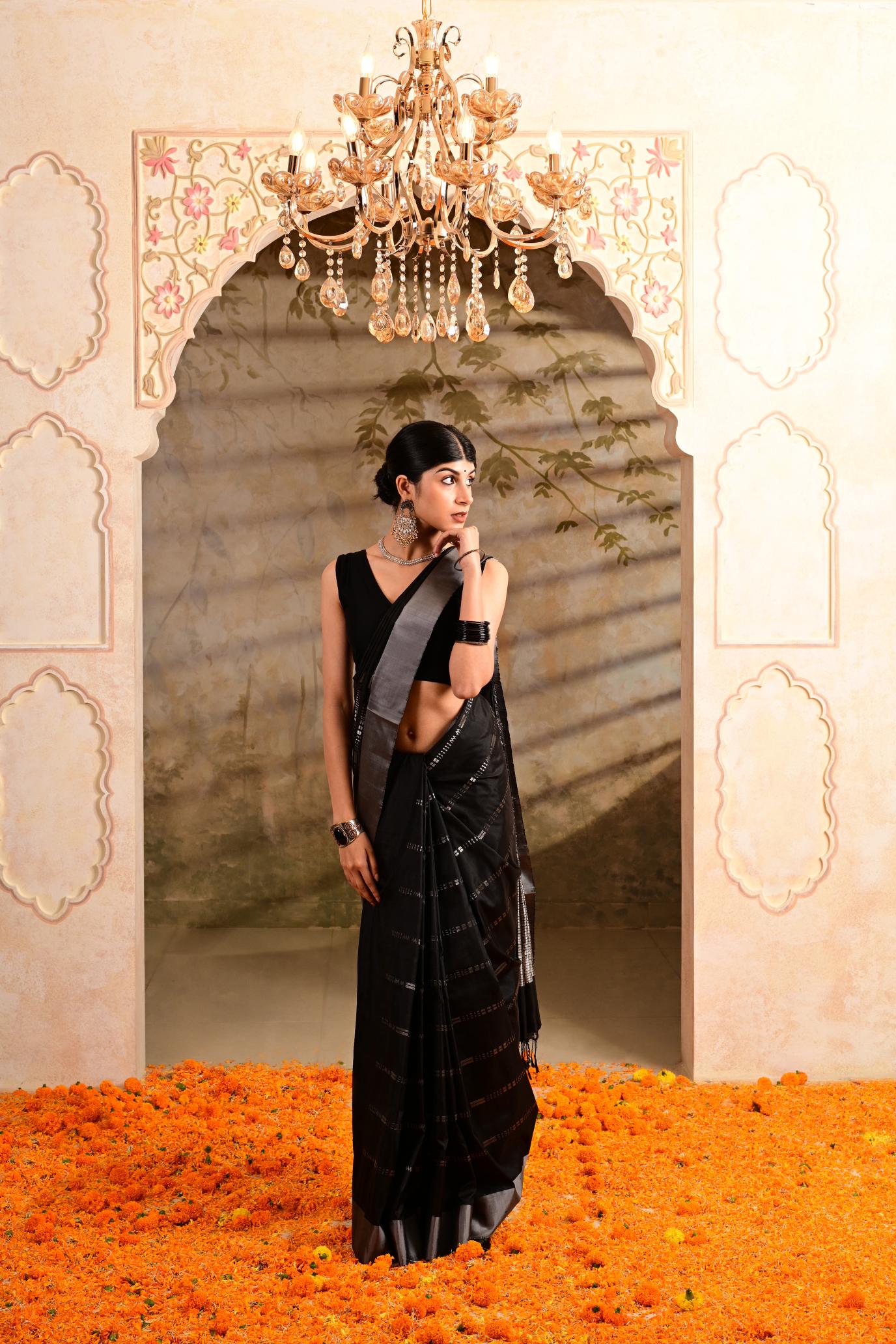Black Pure Soft Silk Saree