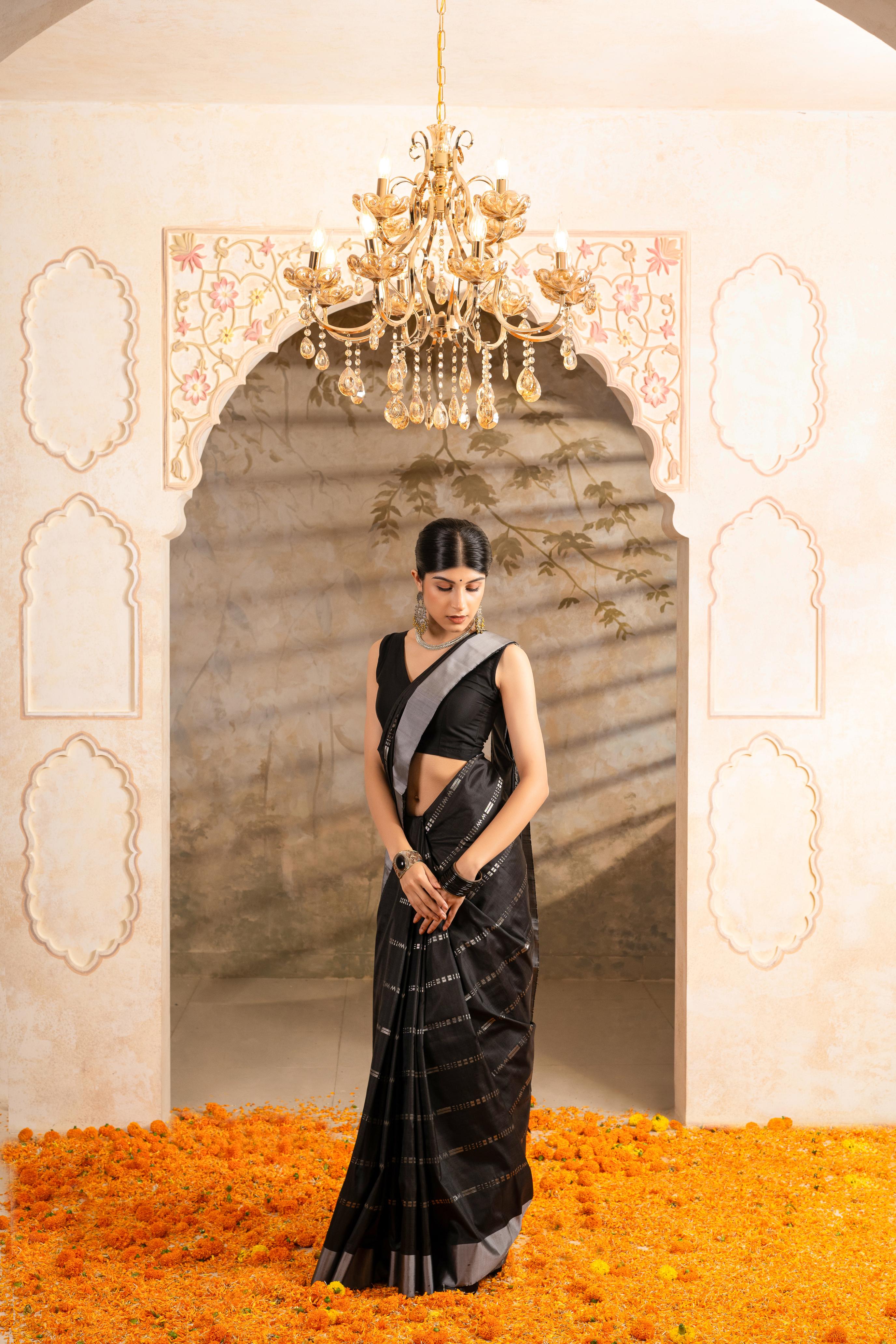 Black Pure Soft Silk Saree