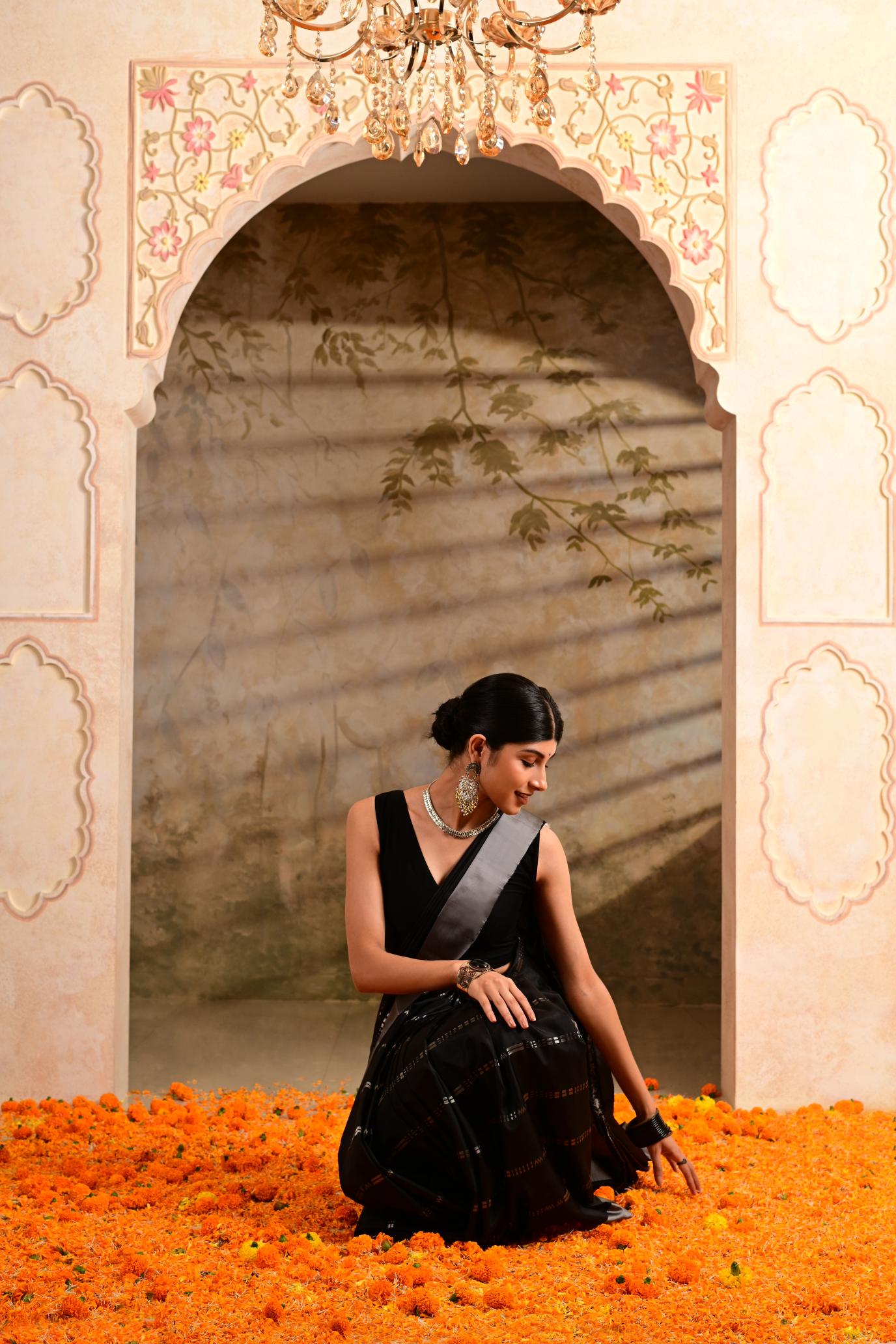 Black Pure Soft Silk Saree