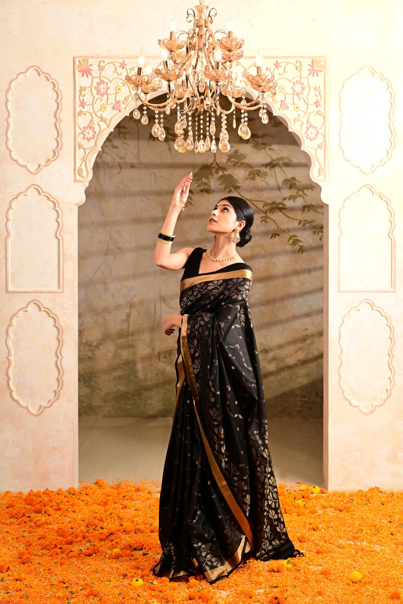 Black Pure Soft Silk Saree