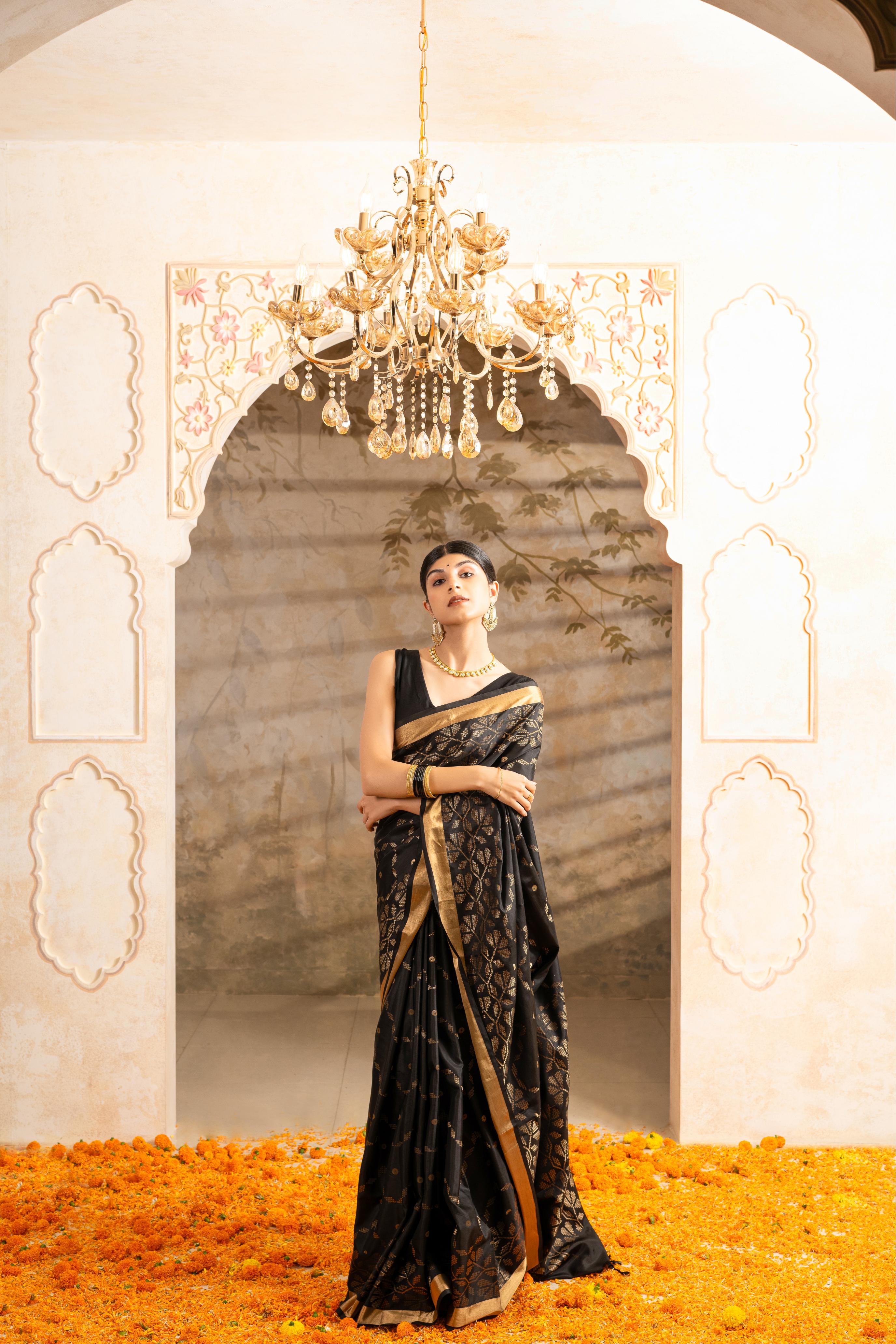 Black Pure Soft Silk Saree