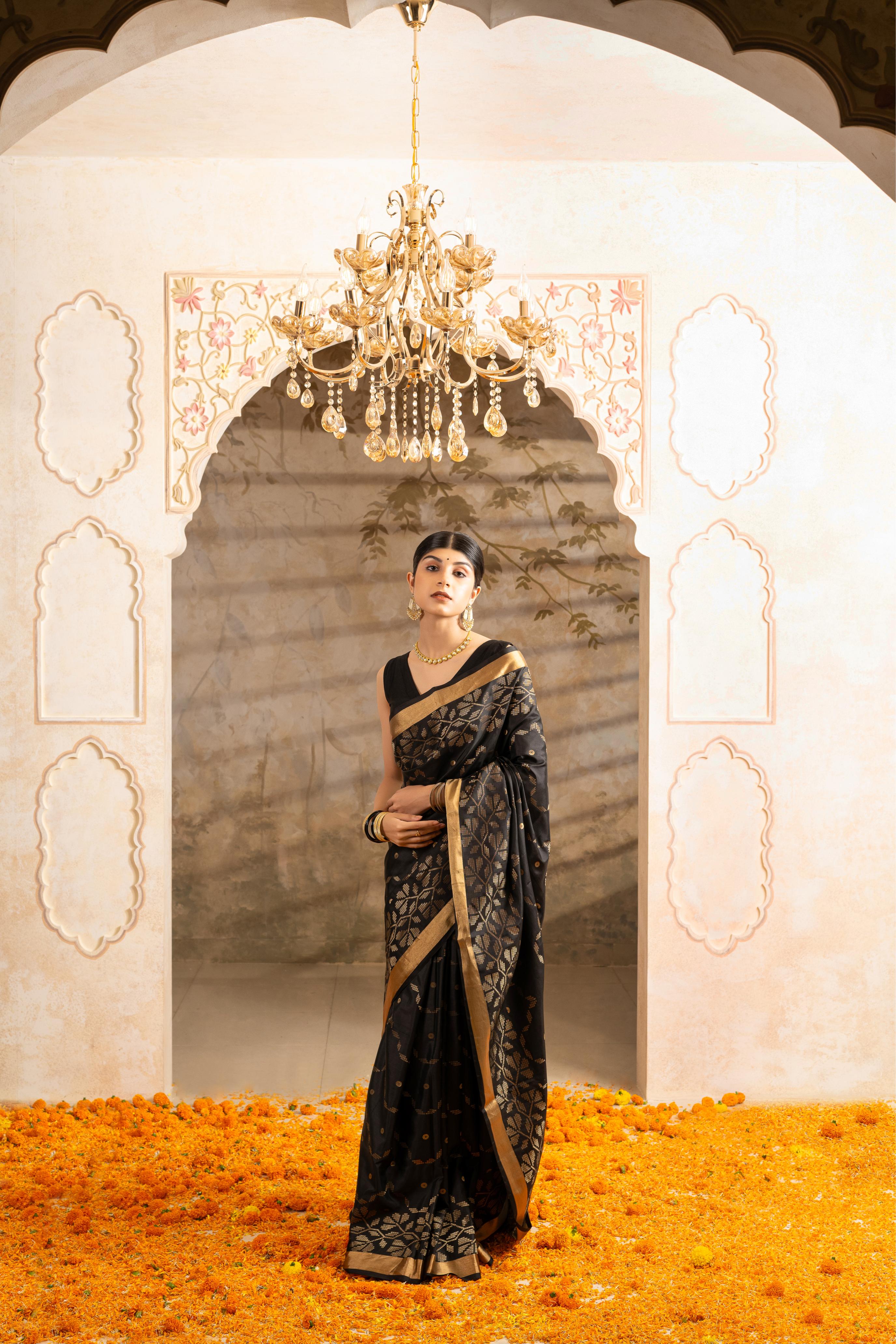 Black Pure Soft Silk Saree