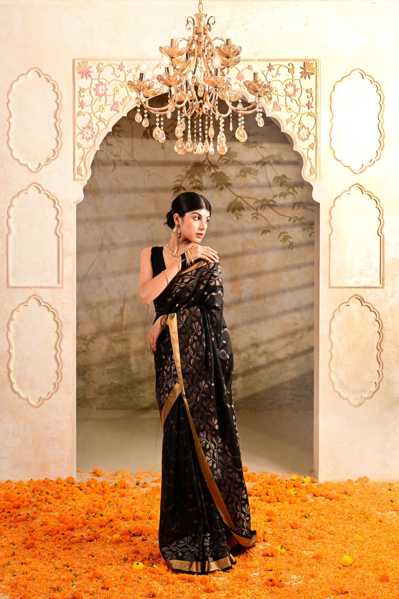 Black Pure Soft Silk Saree