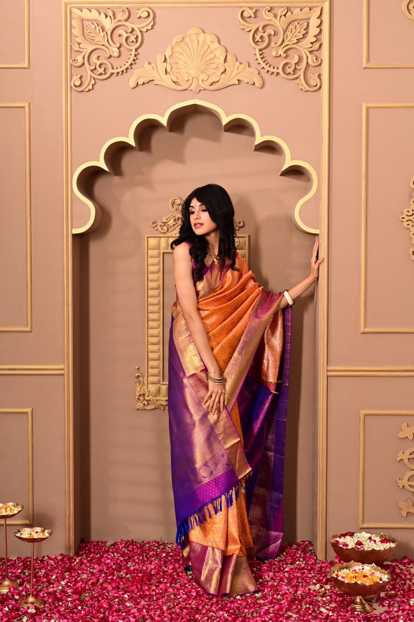 Mustard Yellow Pure Silk Pure Zari Kanjivaram Saree