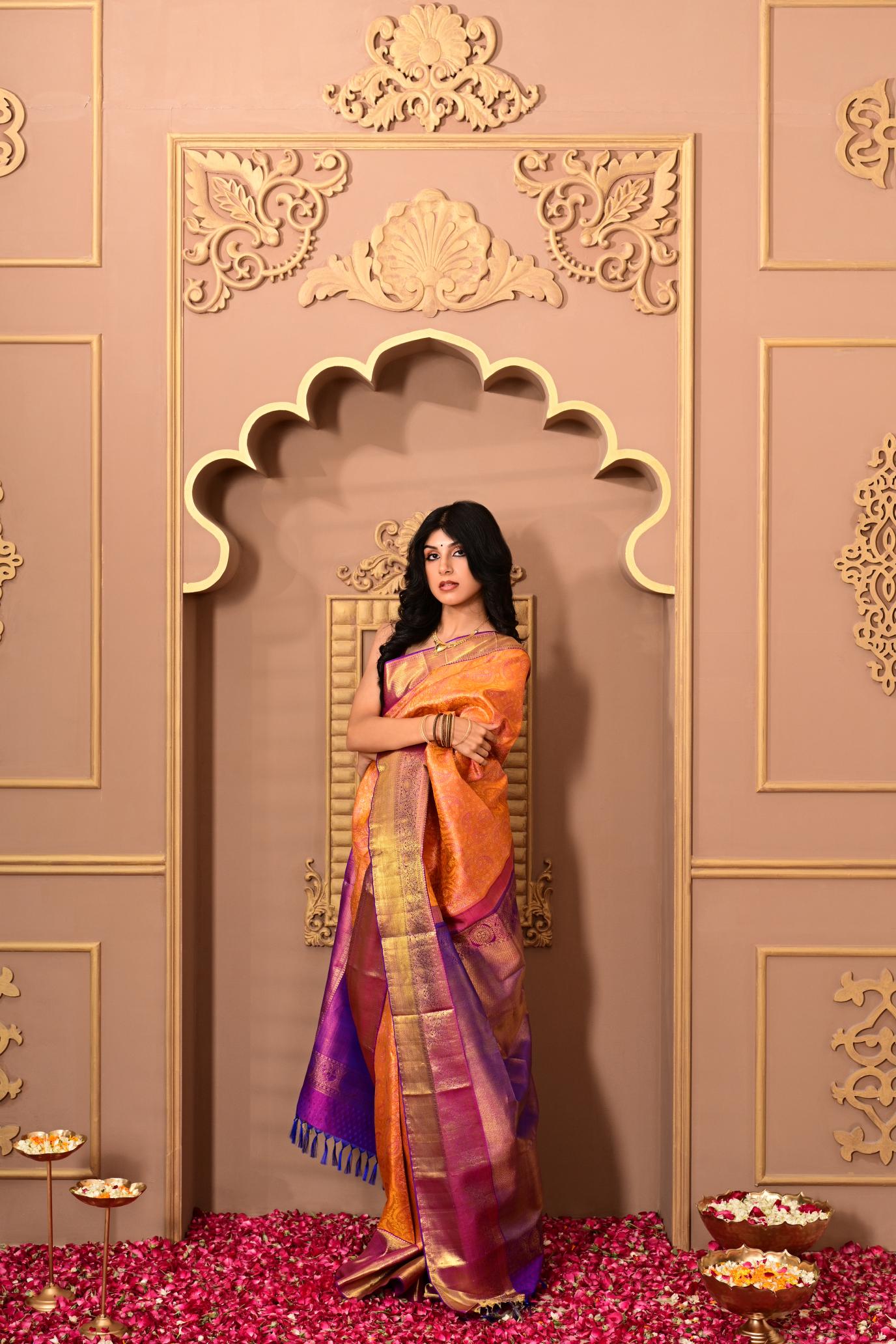 Mustard Yellow Pure Silk Pure Zari Kanjivaram Saree