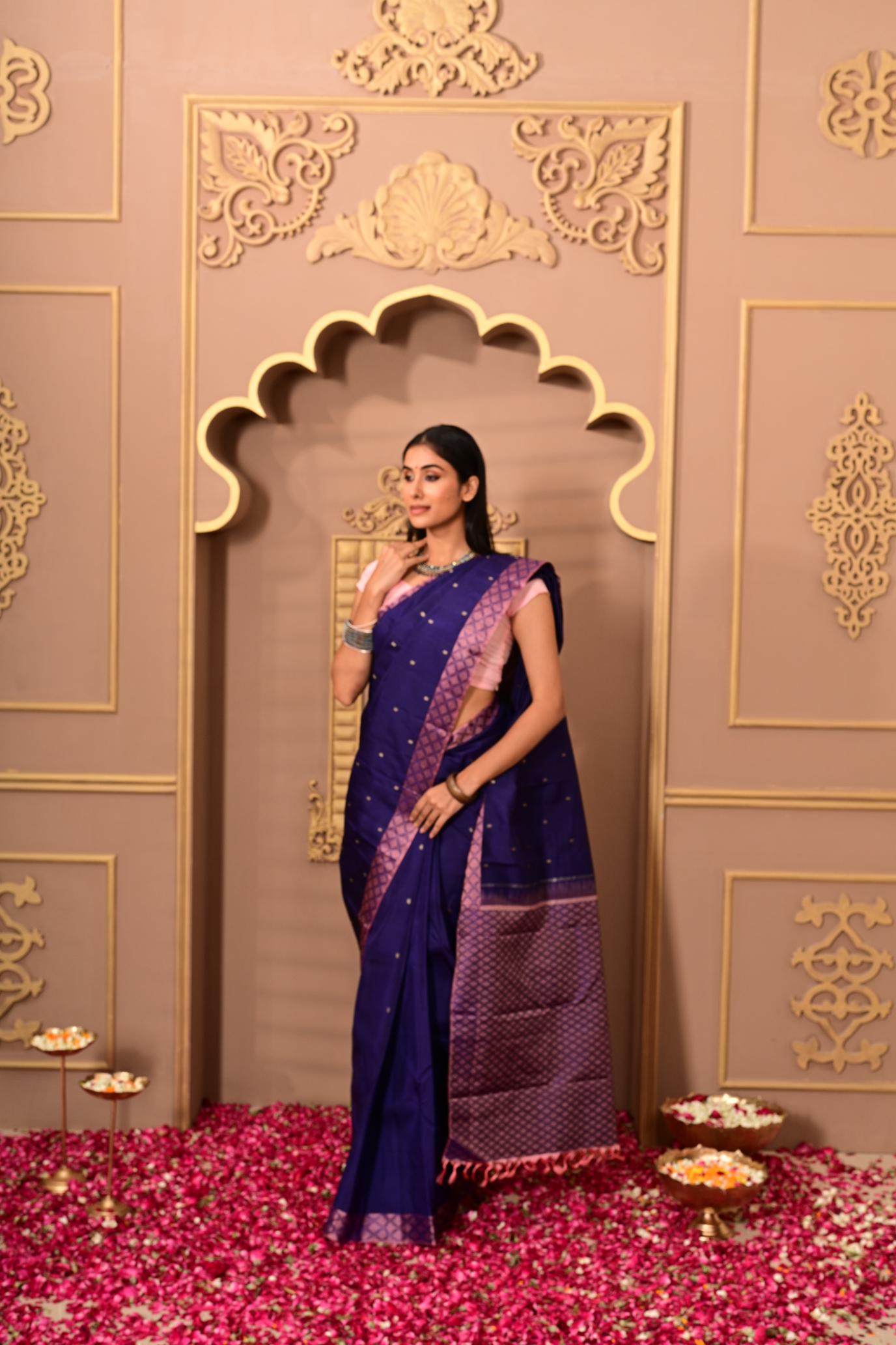 Dark Blue Pure Silk Pure Zari Kanjivaram Saree