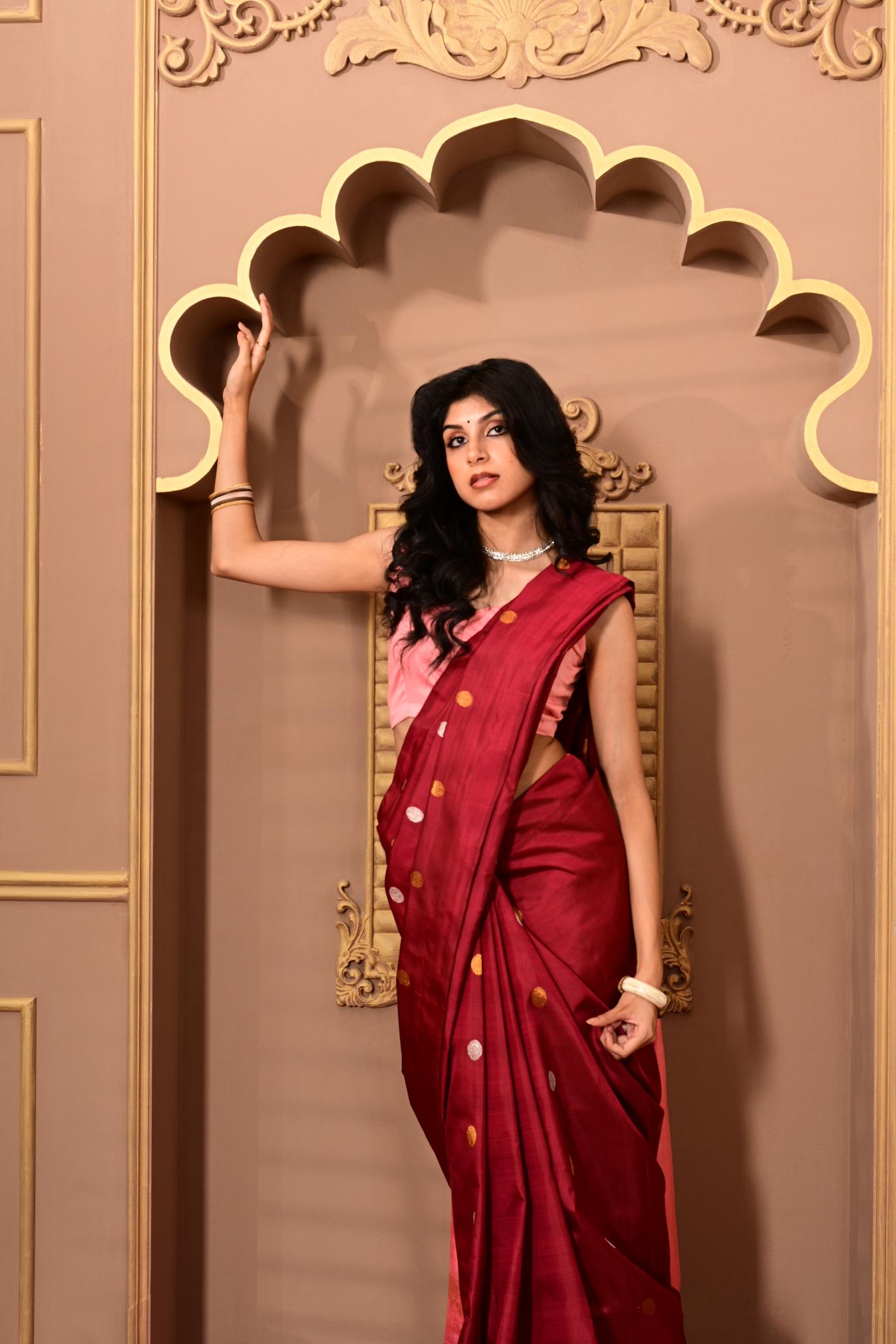 Dark Red/ Maroon Pure Silk Pure Zari Kanjivaram Saree