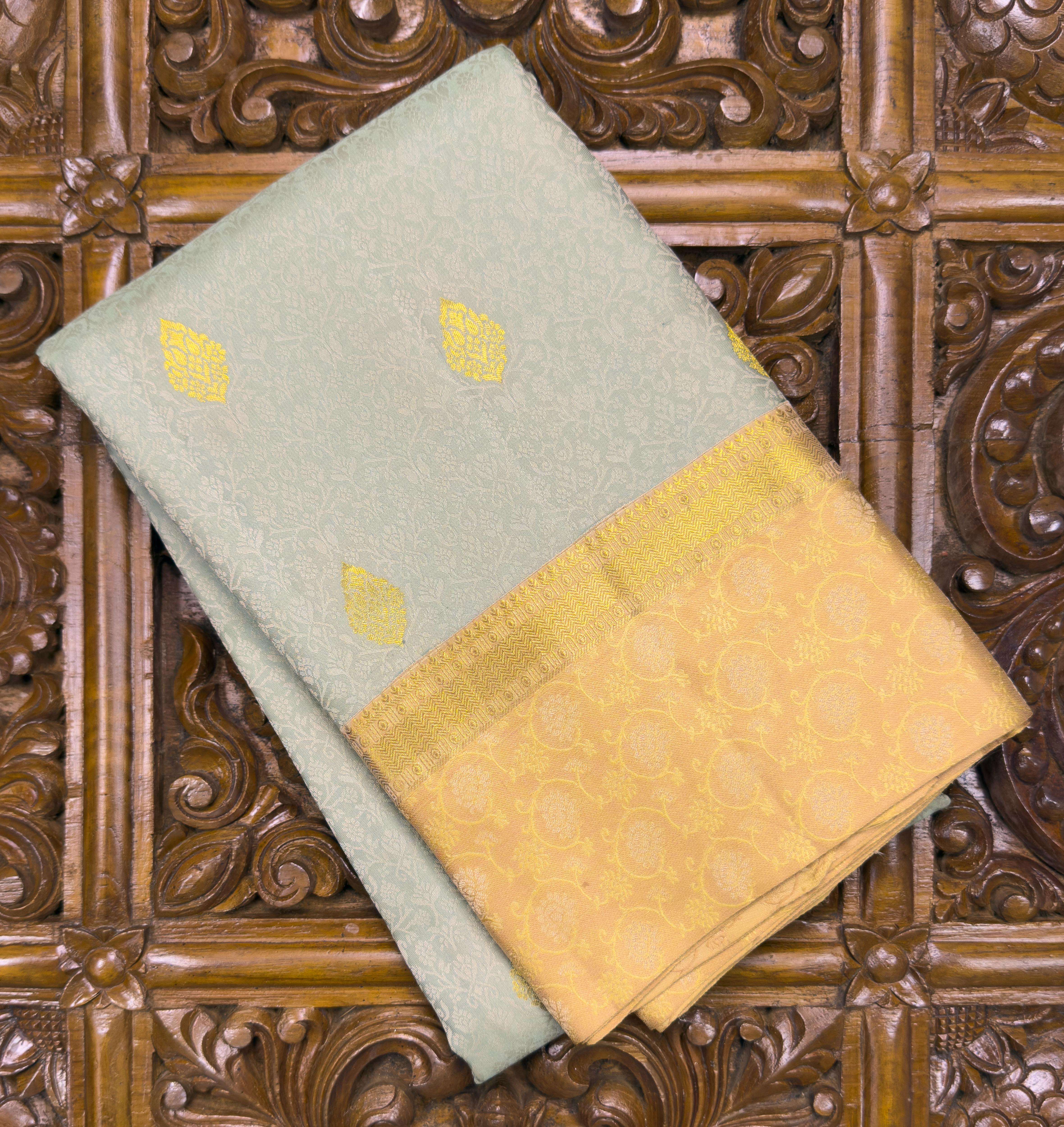 Mint Candy Green Pure Silk Kanjivaram Saree