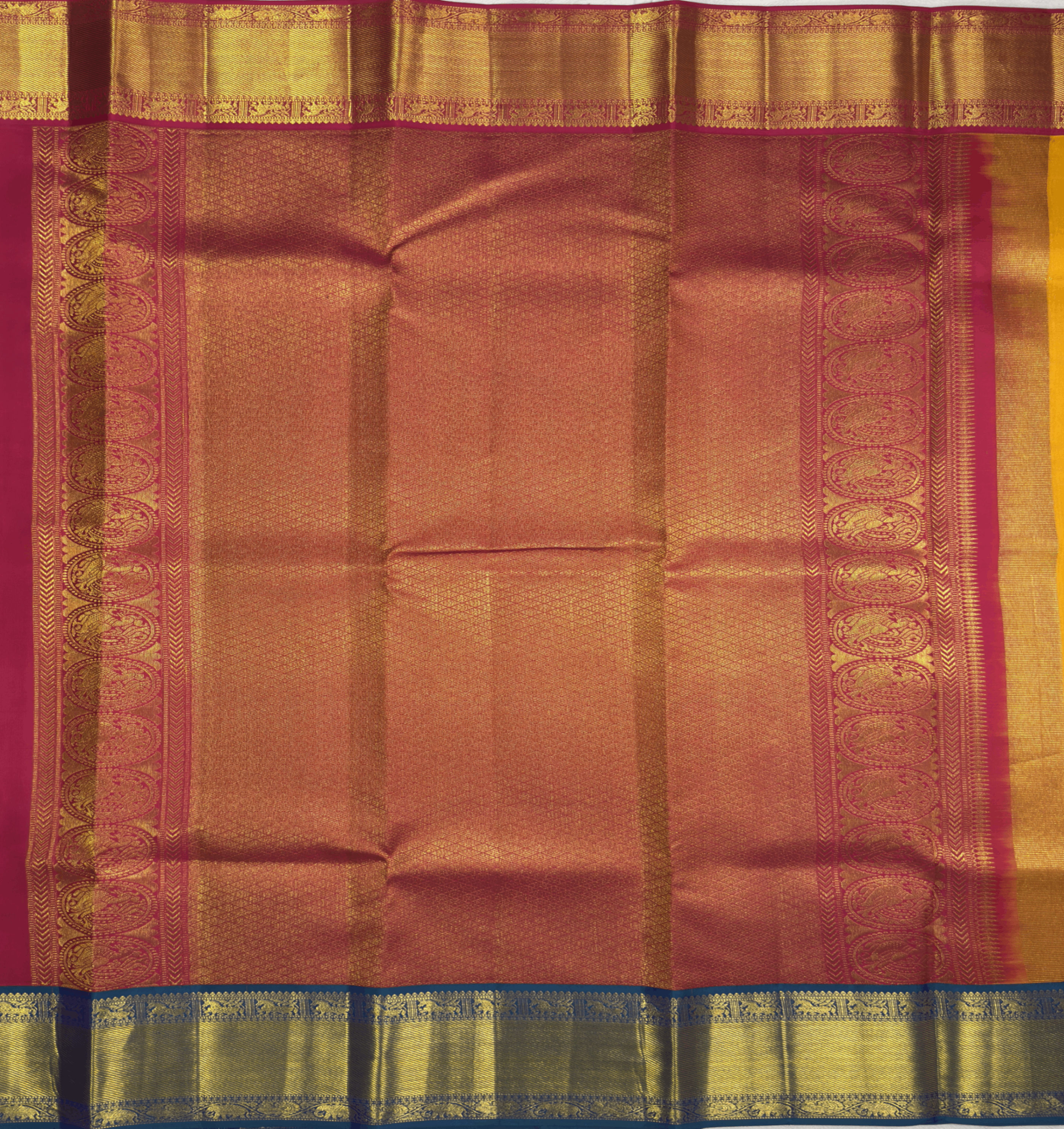 Mustard Yellow Pure Silk Kanjivaram Saree